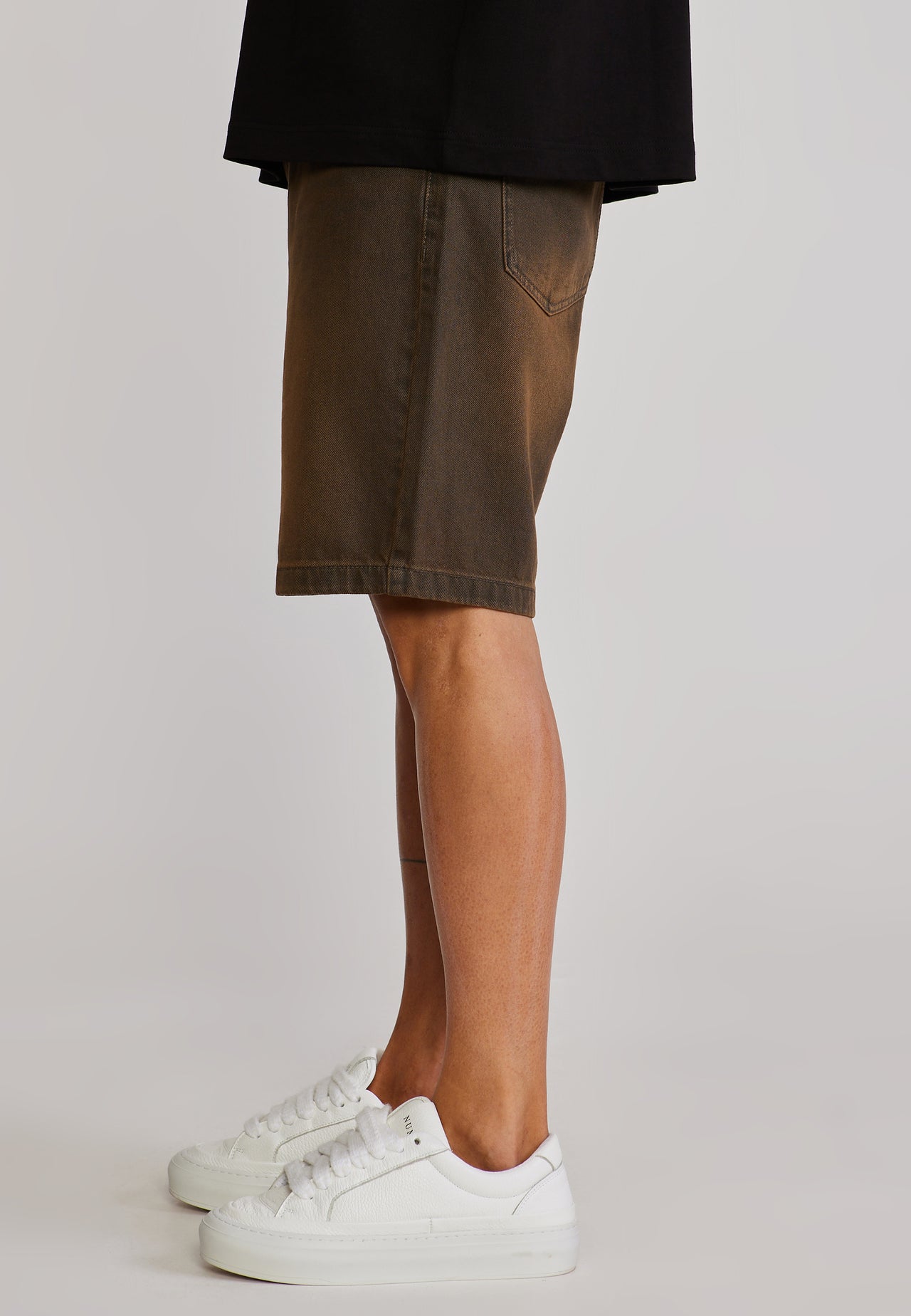 Washed Brown Denim Shorts (2)