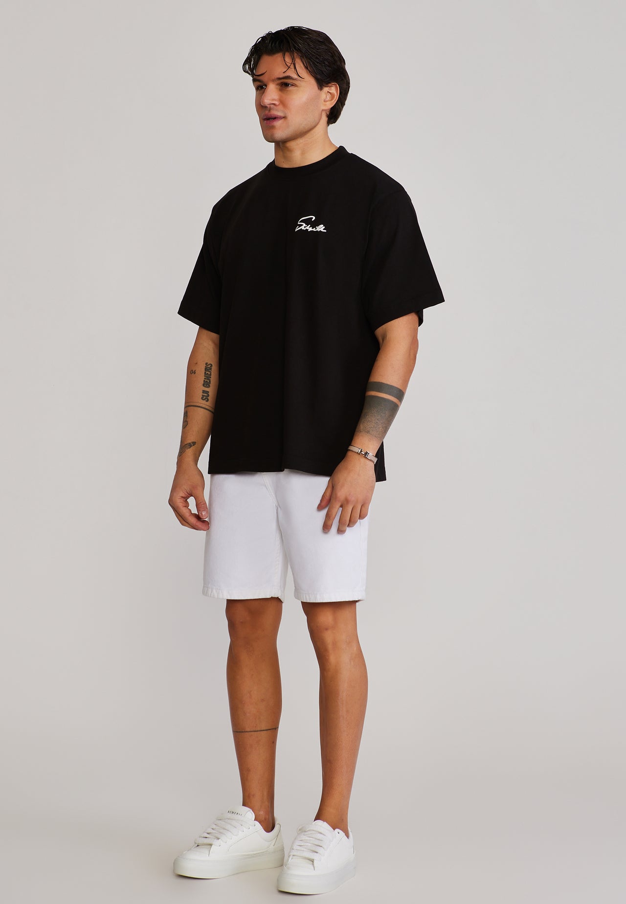 Washed Ecru Denim Shorts (3)