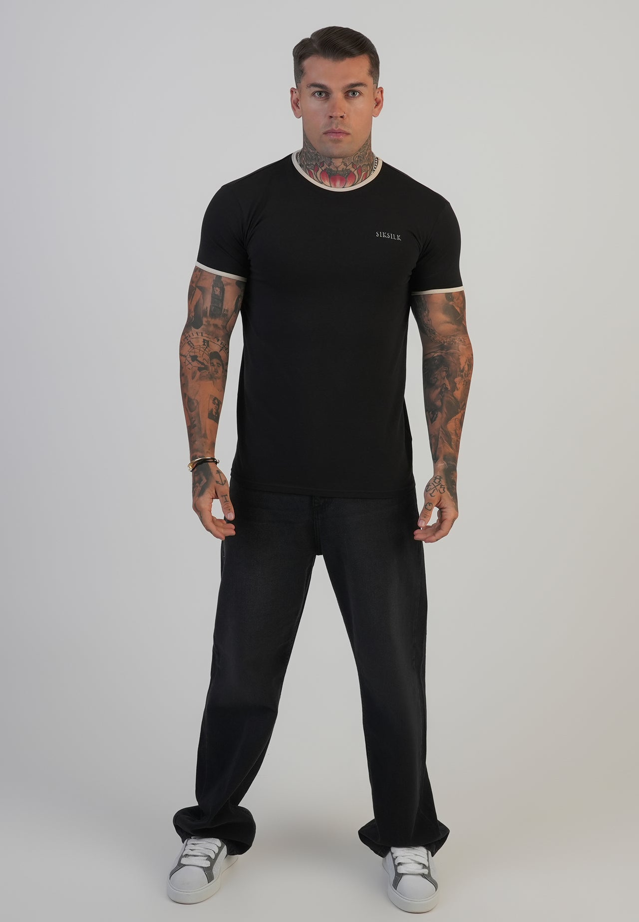 Black and Ecru Ringer T-Shirt (2)