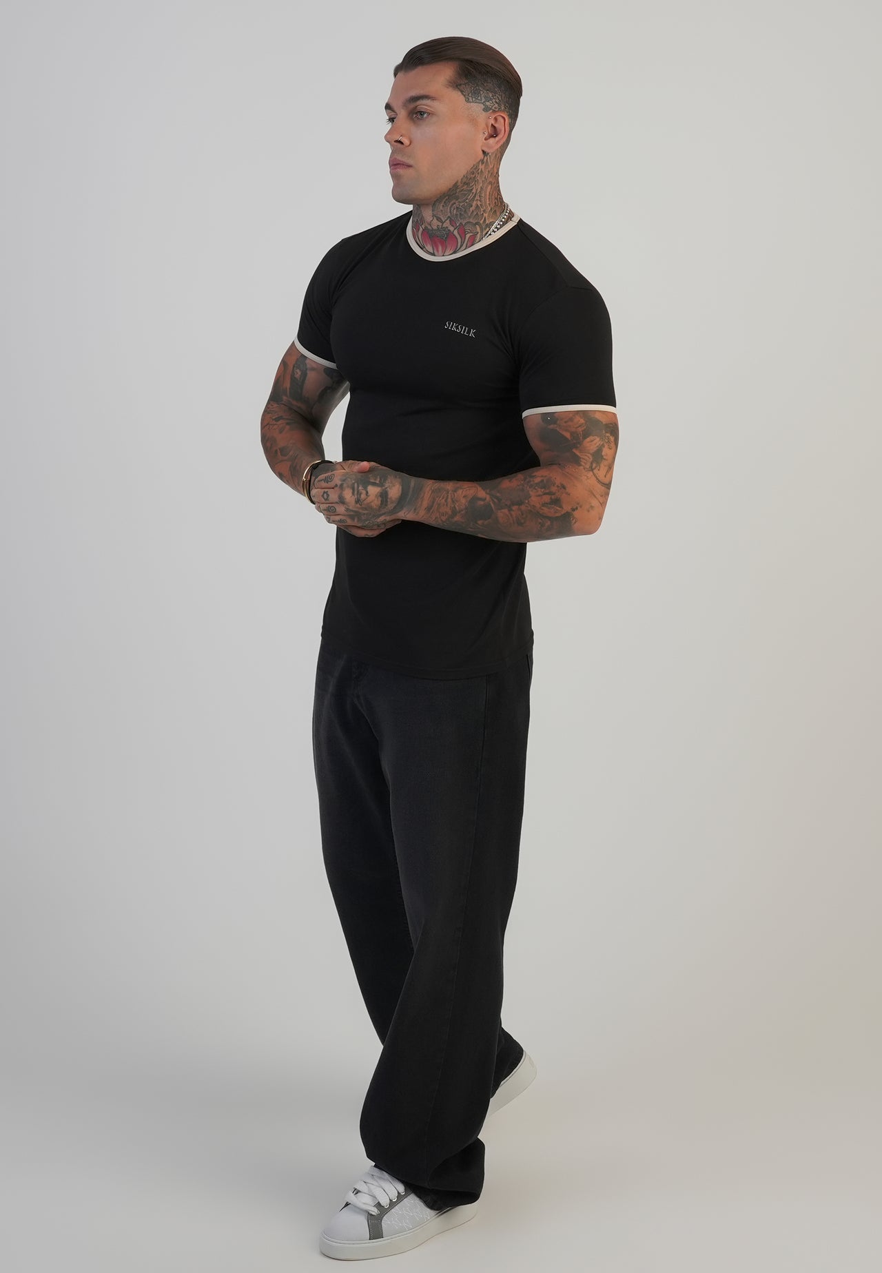 Black and Ecru Ringer T-Shirt (3)
