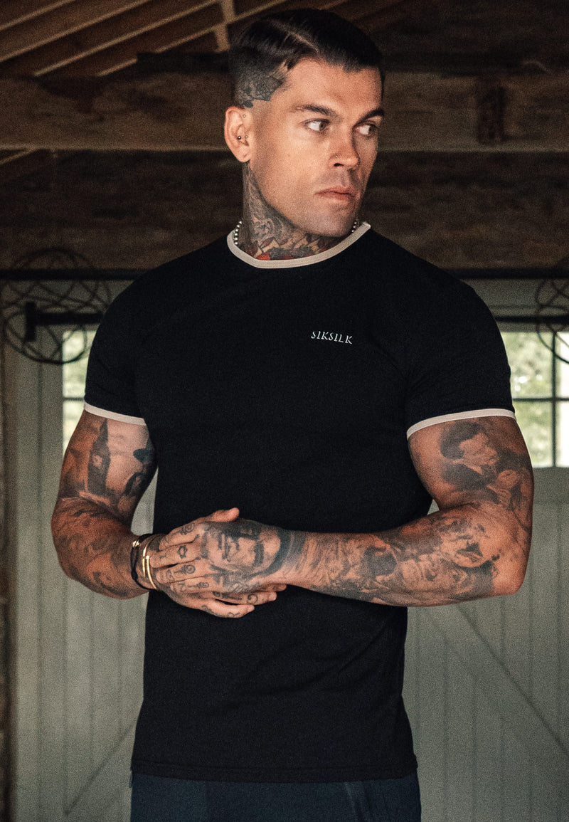 Black and Ecru Ringer T-Shirt