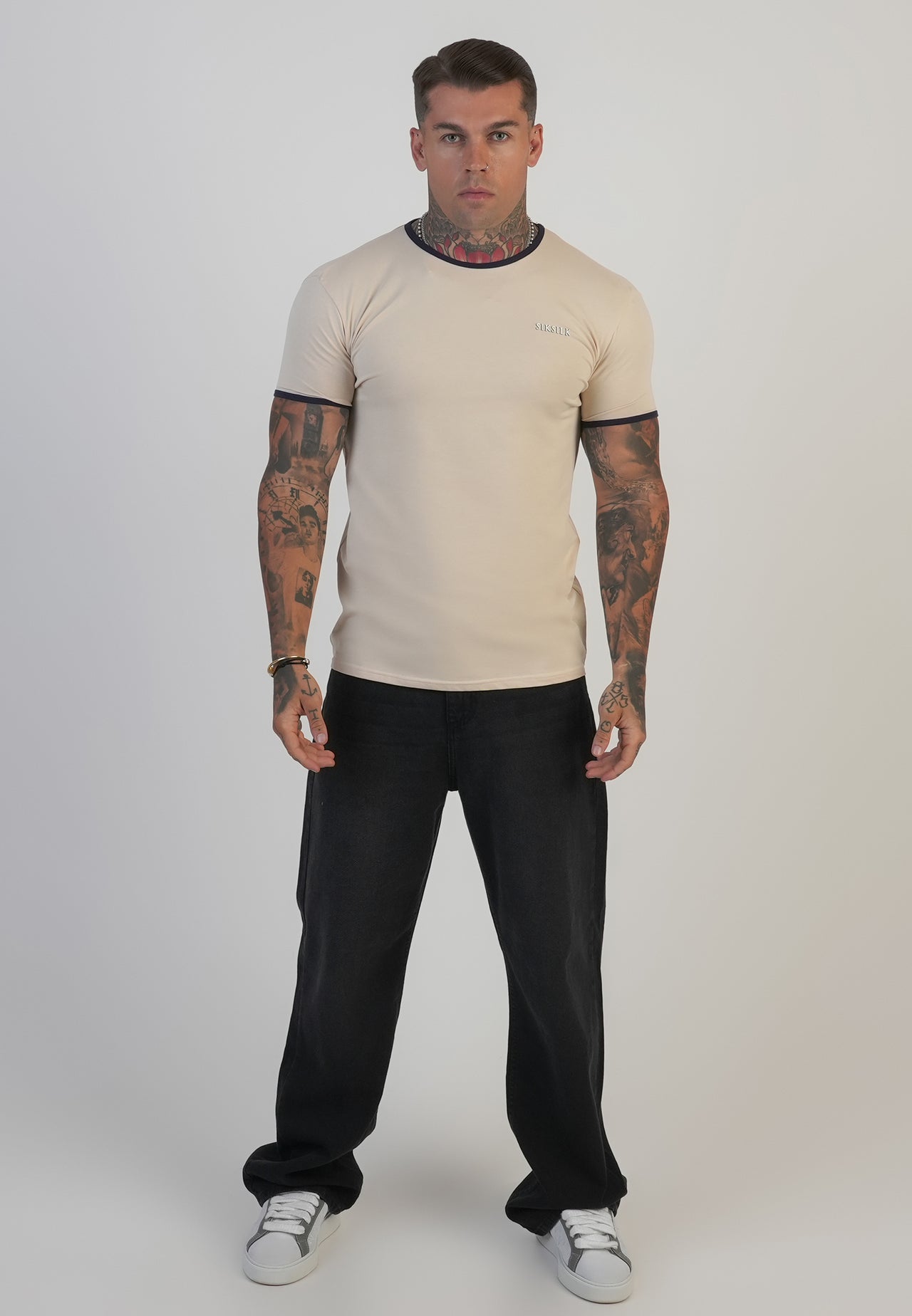 Ecru and Navy Ringer T-Shirt (2)