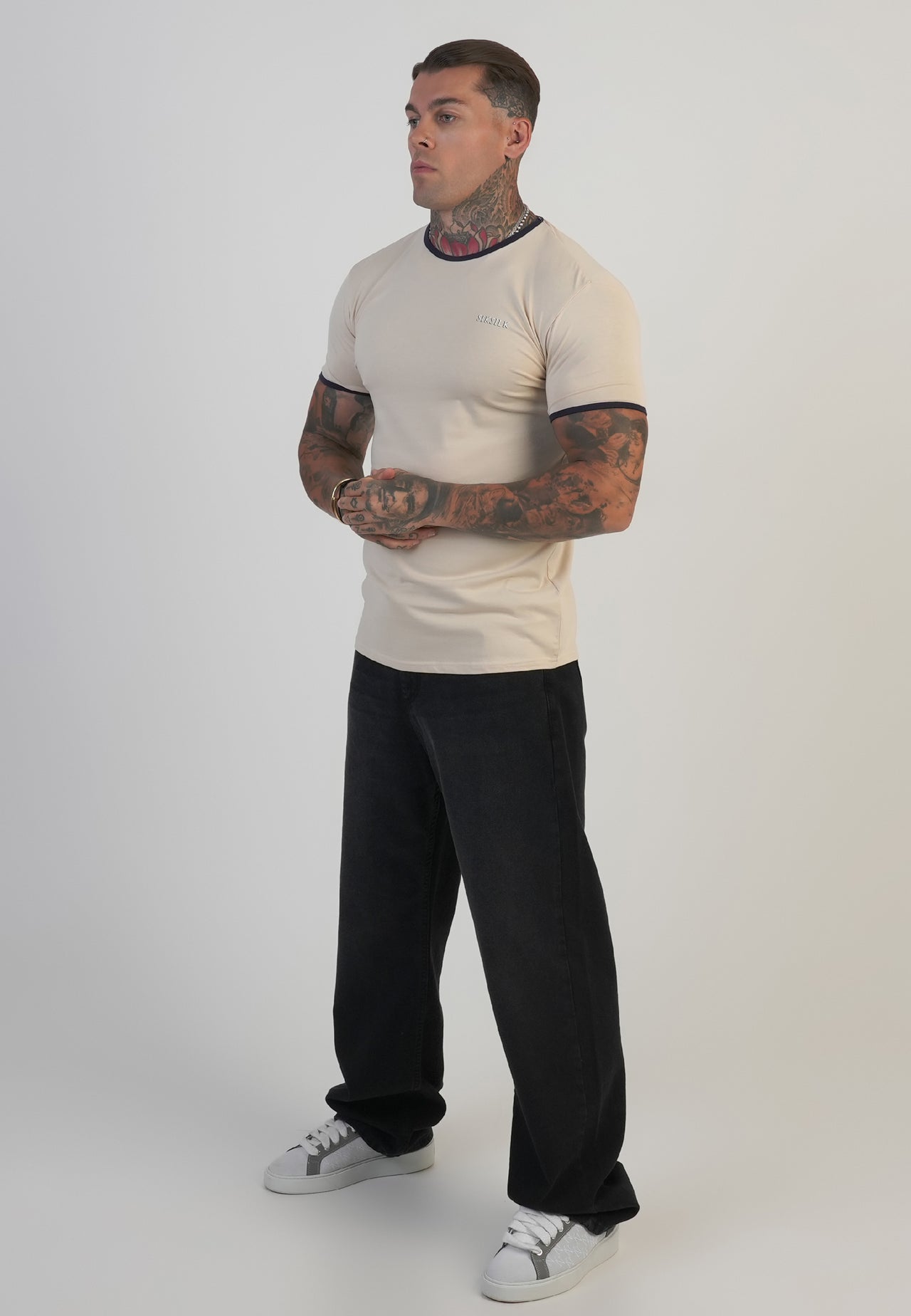 Ecru and Navy Ringer T-Shirt (3)