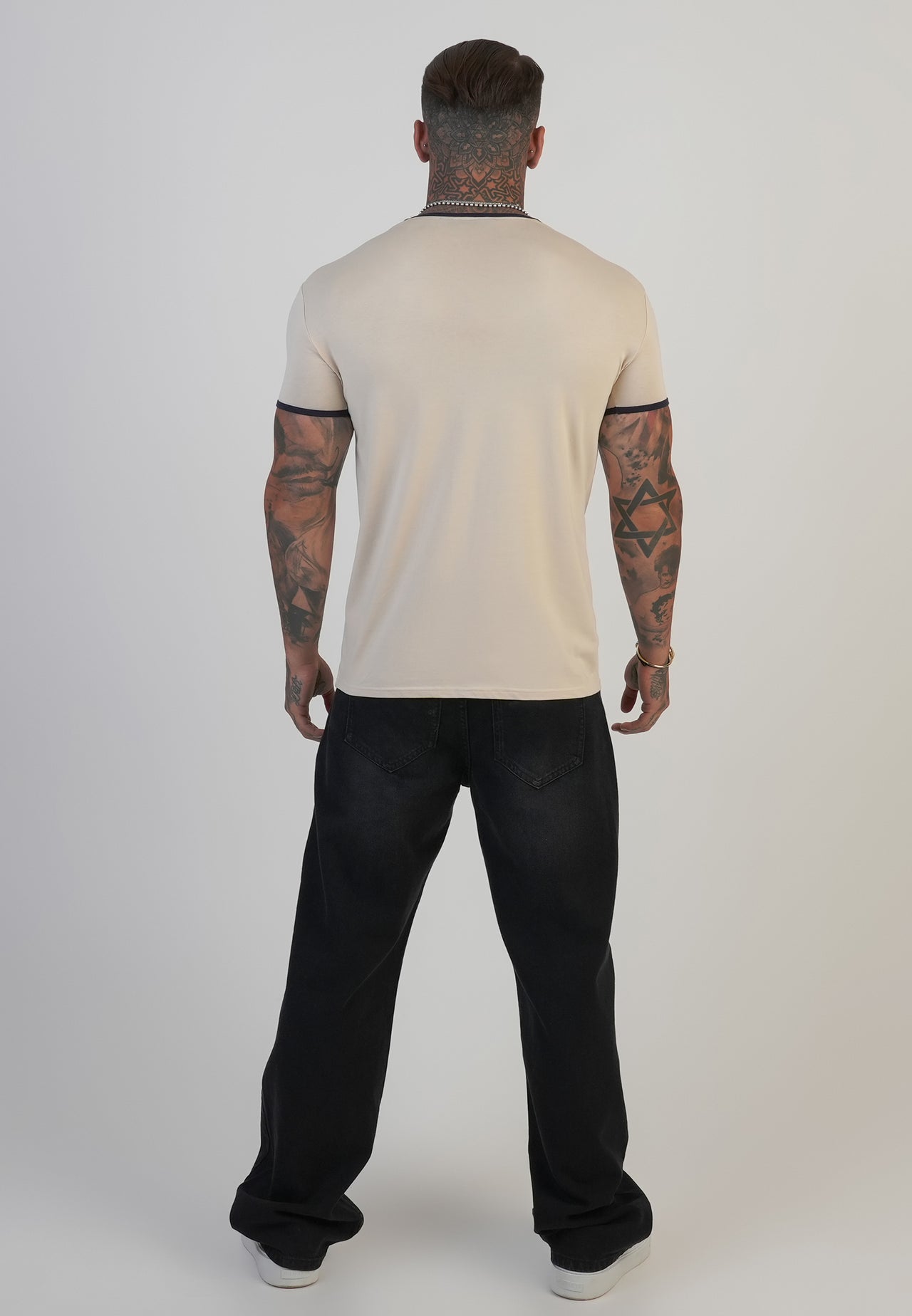 Ecru and Navy Ringer T-Shirt (4)