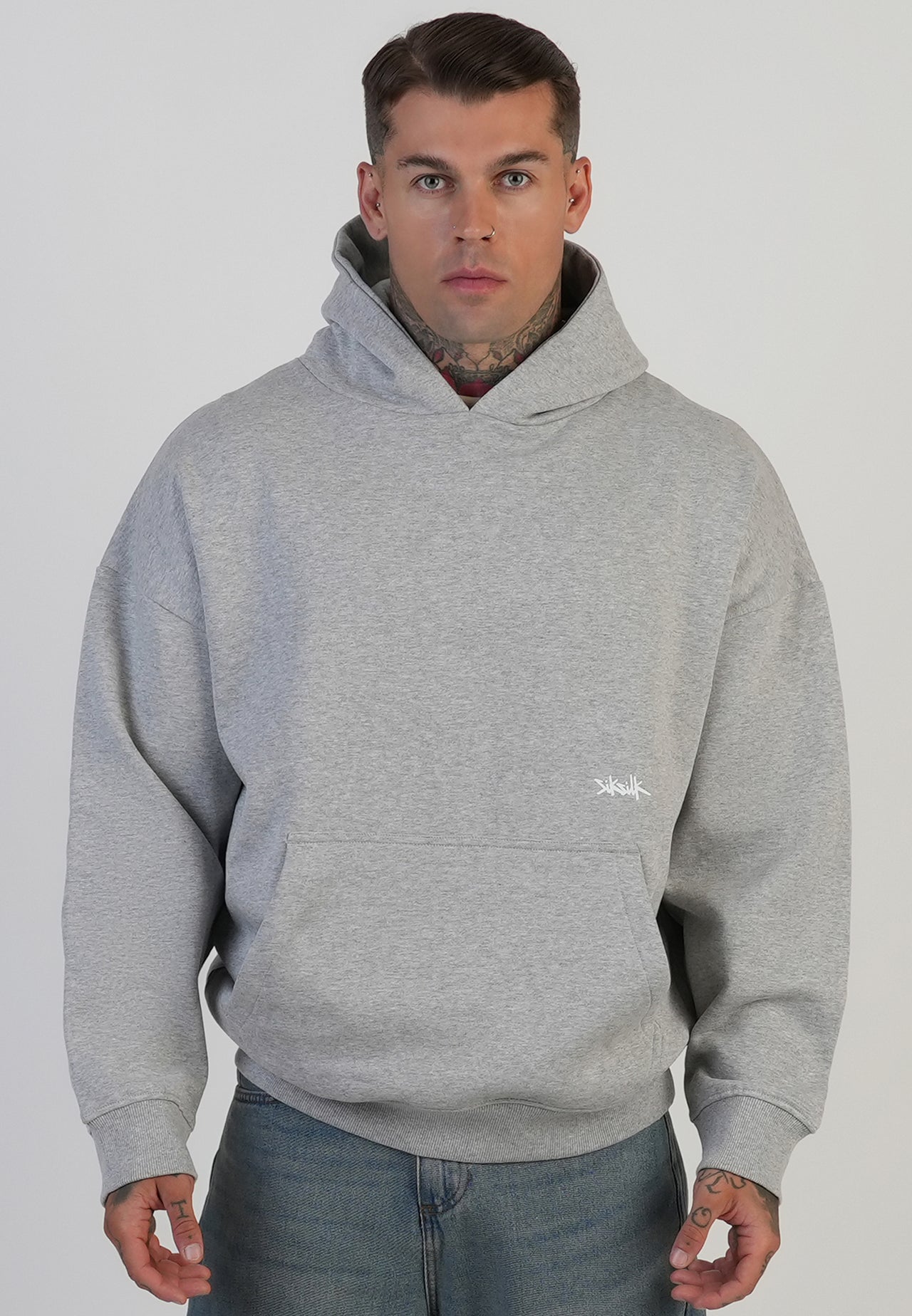 Grey Marl Graphic Hoodie