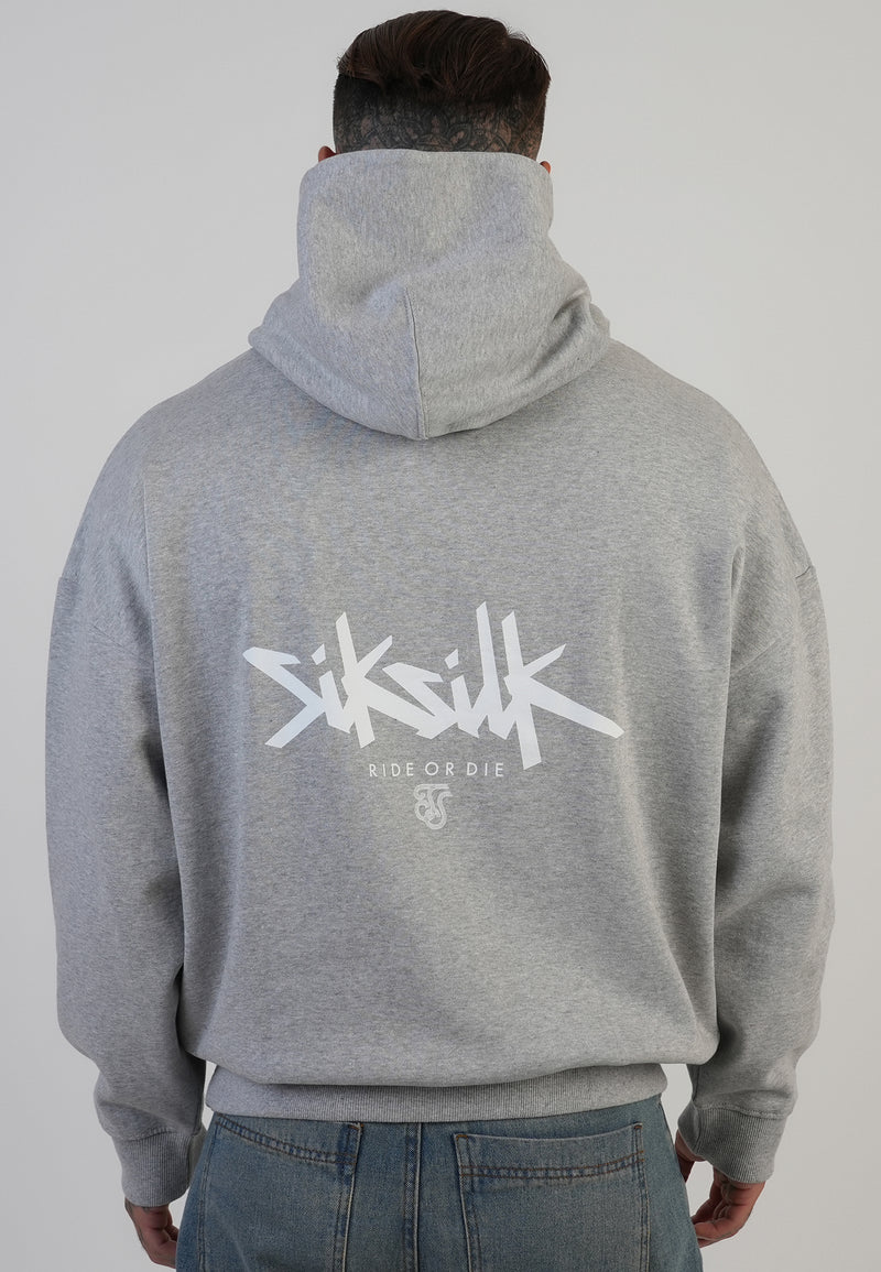 Grey Marl Graphic Hoodie (1)