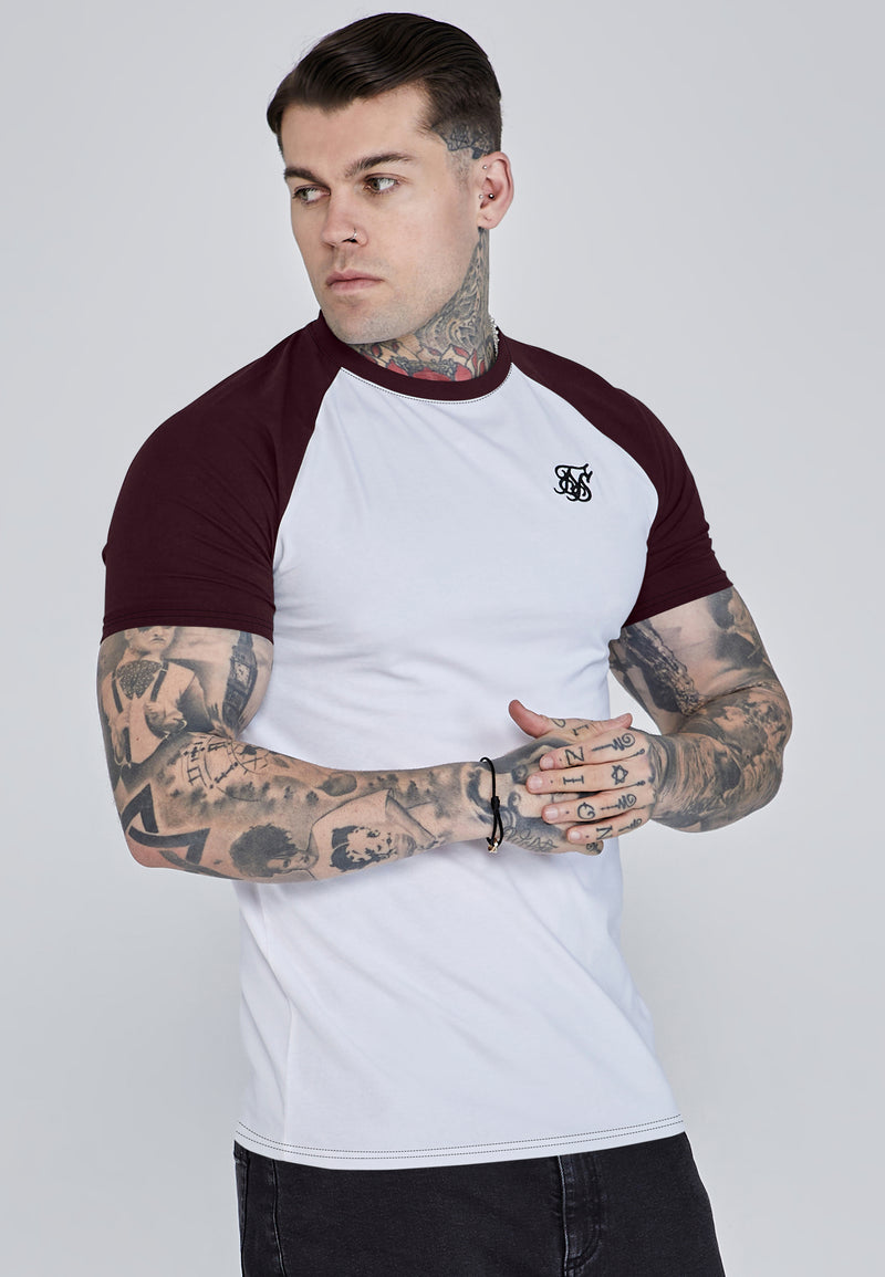White and Burgundy Raglan T-Shirt