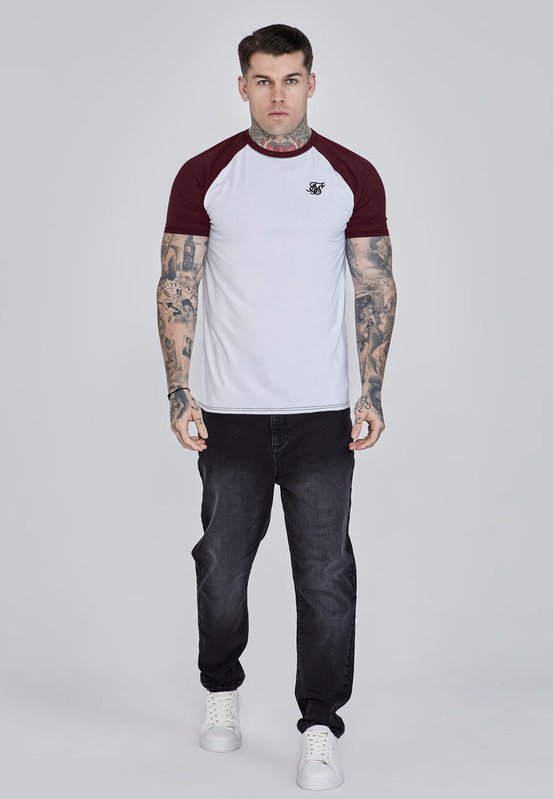 White and Burgundy Raglan T-Shirt (1)