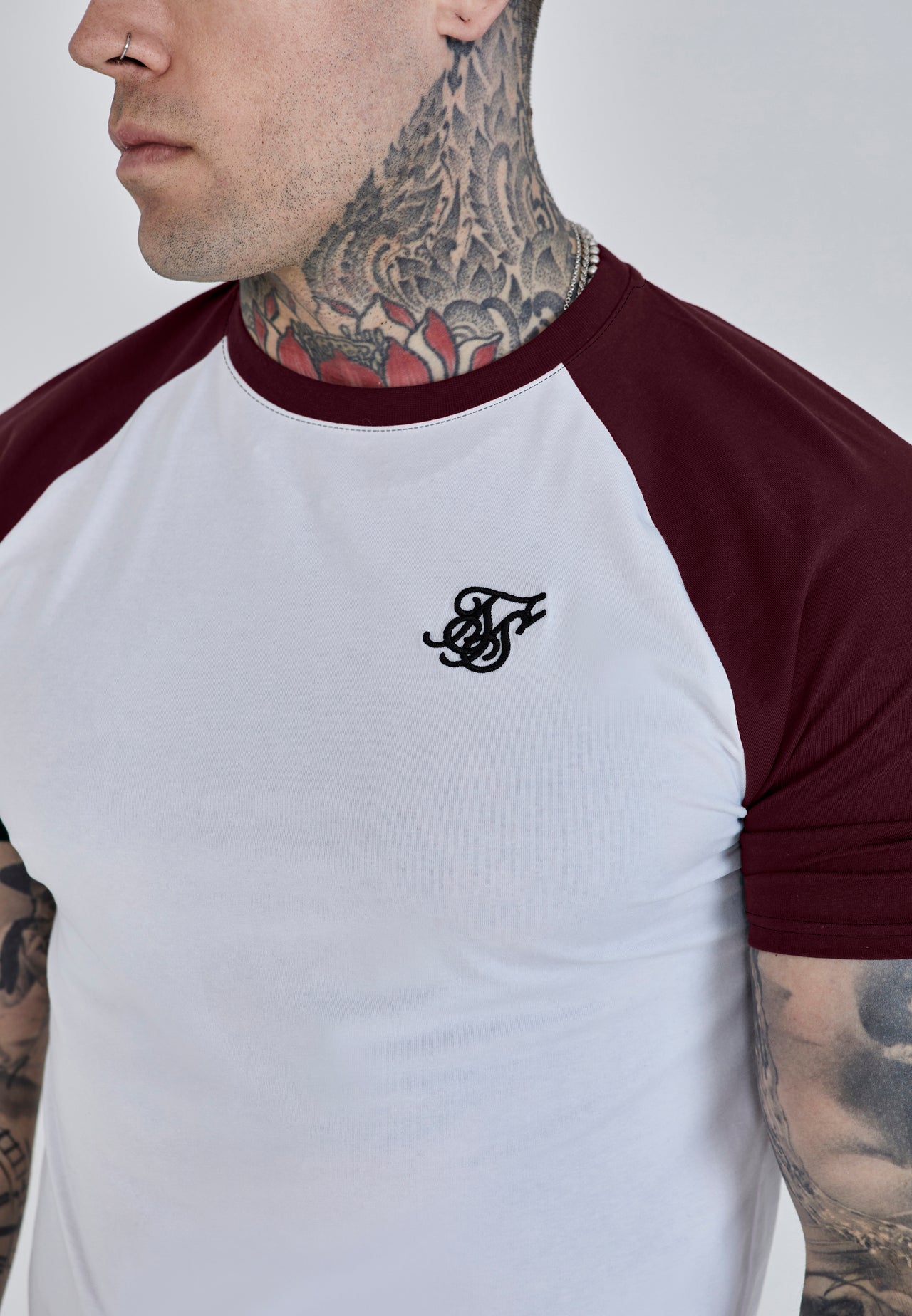 White and Burgundy Raglan T-Shirt (2)