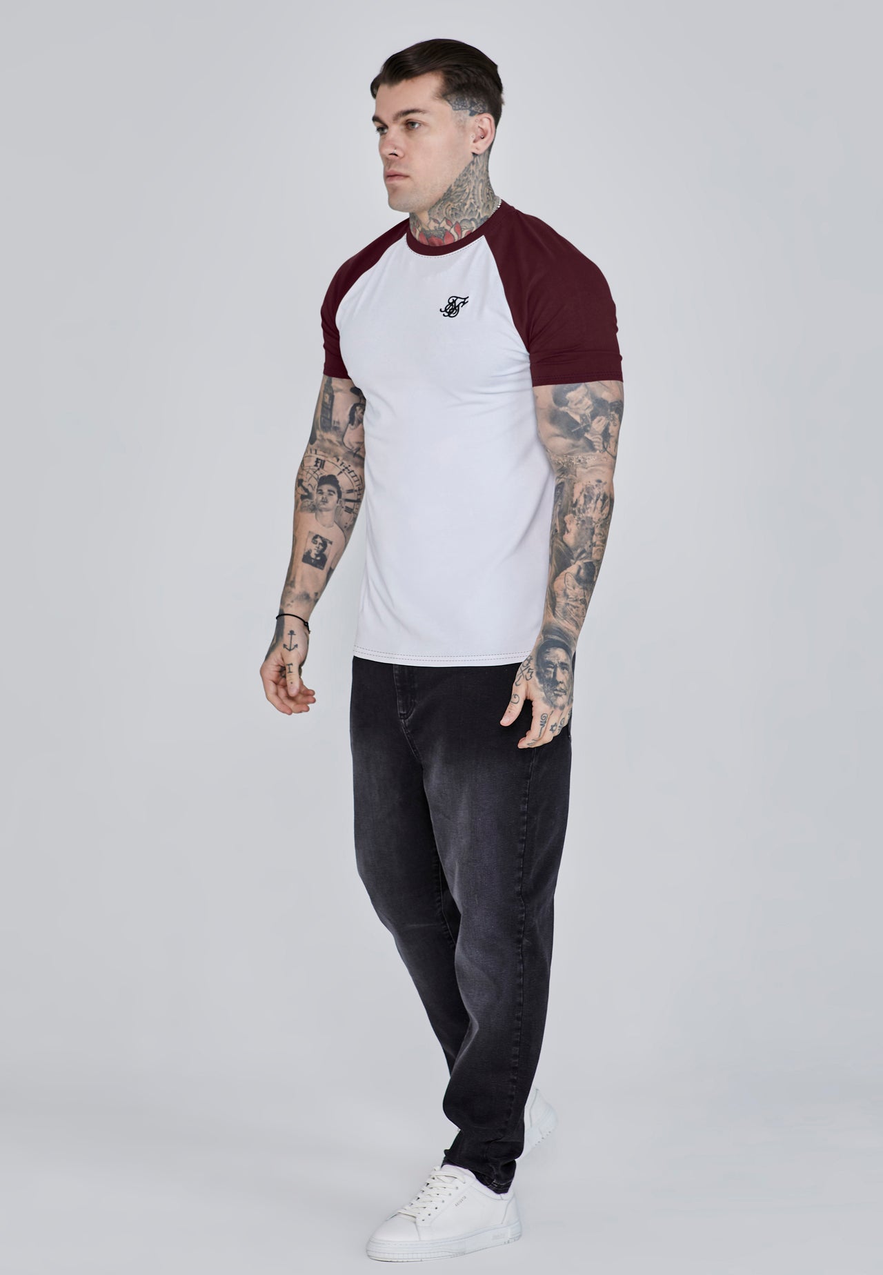 White and Burgundy Raglan T-Shirt (3)