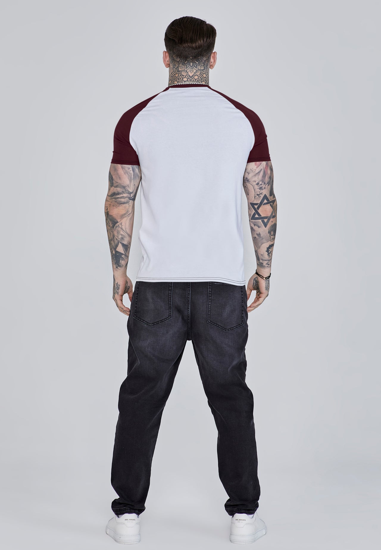 White and Burgundy Raglan T-Shirt (4)