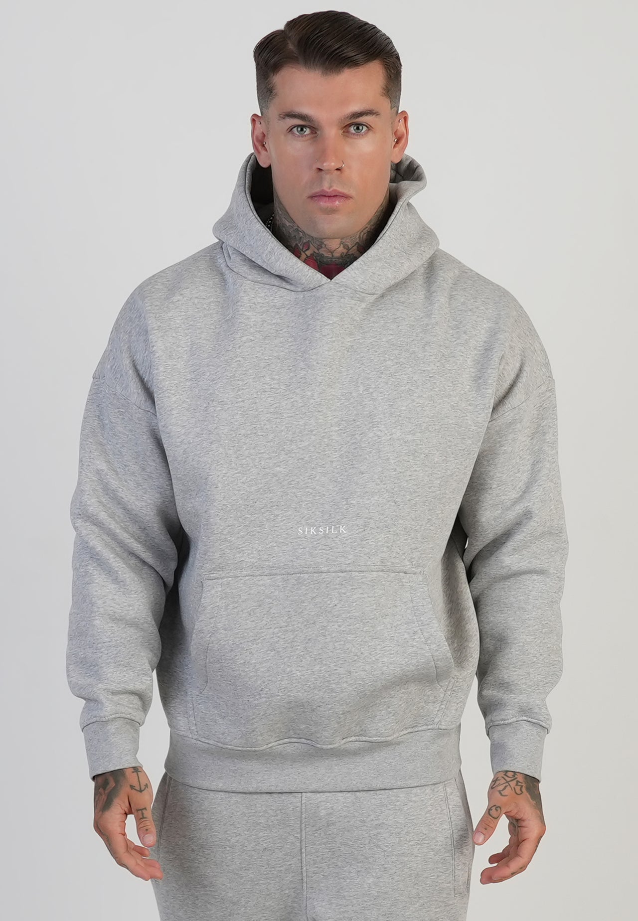Grey Marl Graphic Hoodie