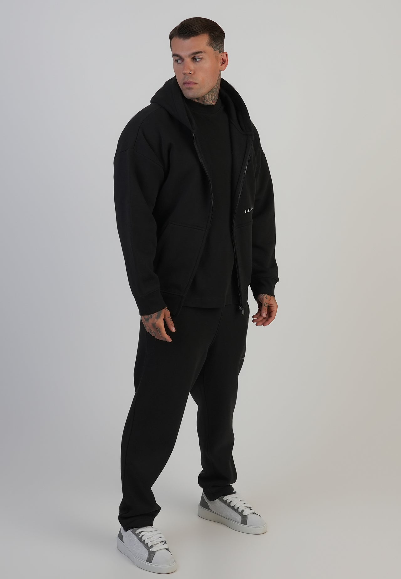 Black Graphic Full Zip Hoodie (3)