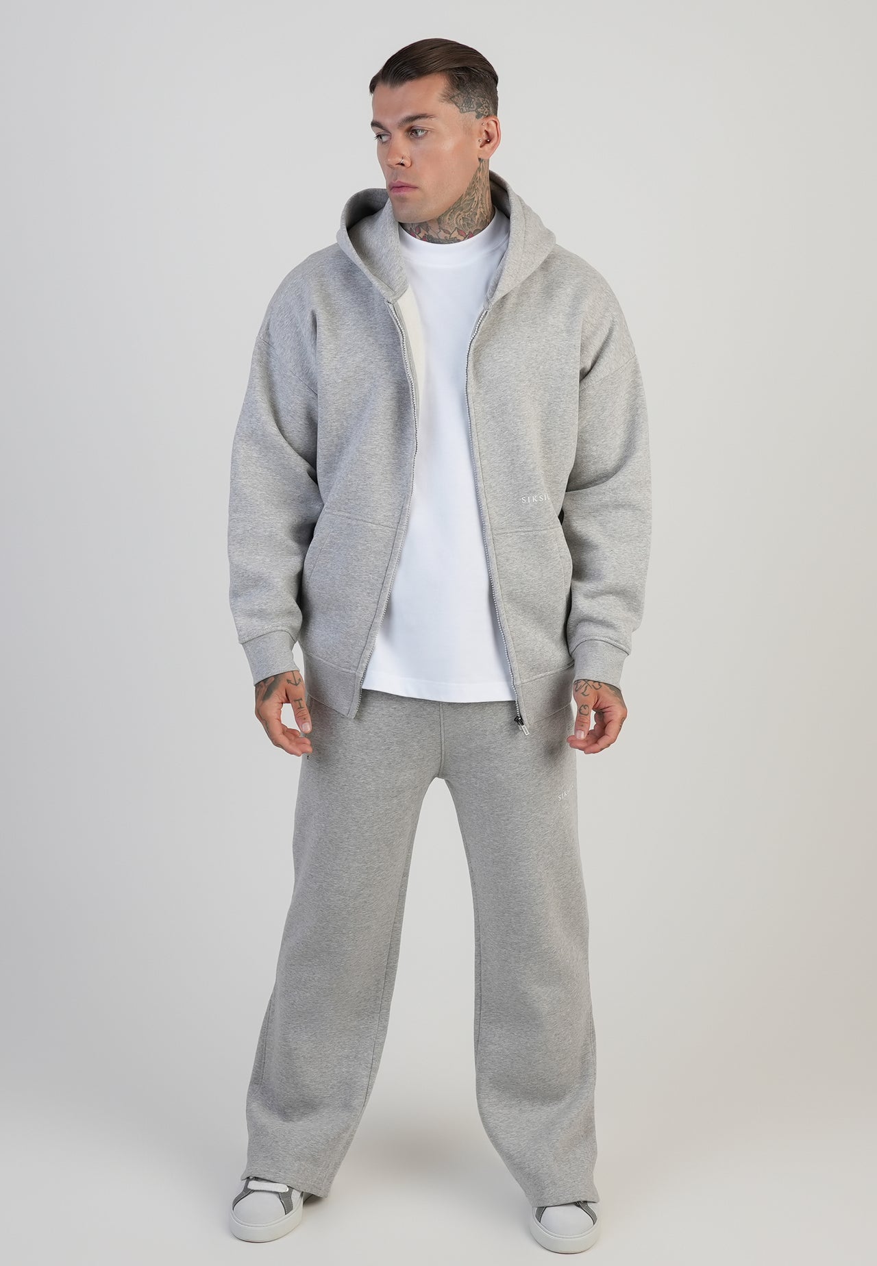 Grey Marl Graphic Full Zip Hoodie (2)