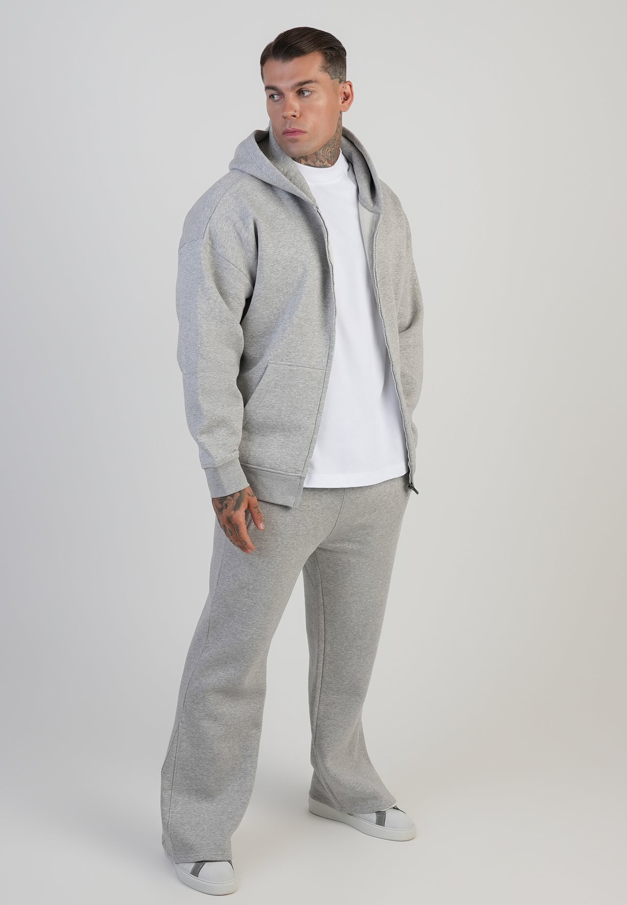 Grey Marl Graphic Full Zip Hoodie (3)