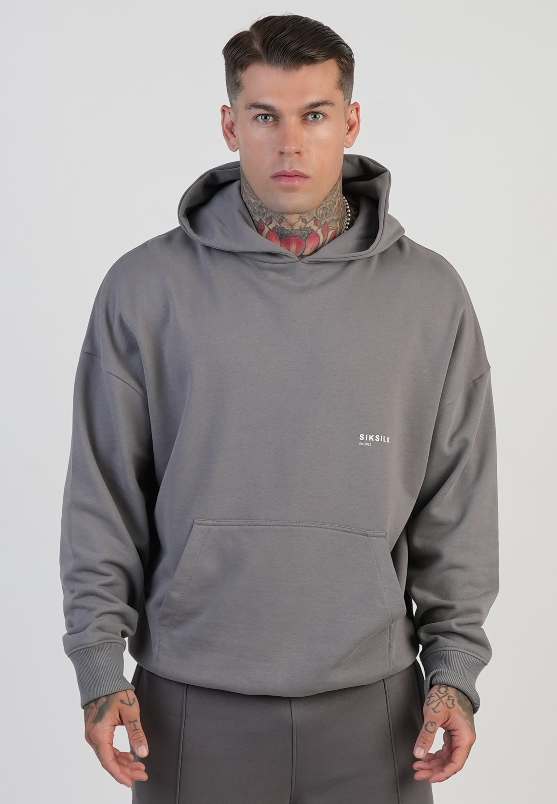 SikSilk Mens Grey Graphic Hoodie | SikSilk US