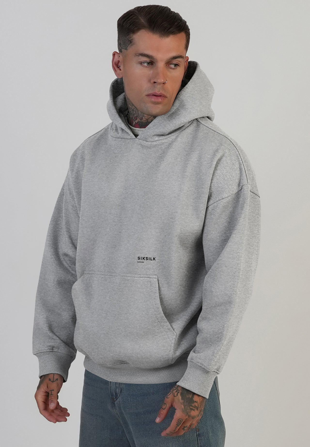 Grey Marl Graphic Hoodie