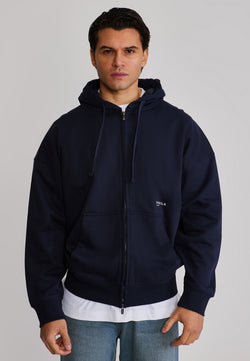 Blue Graphic Full Zip Hoodie