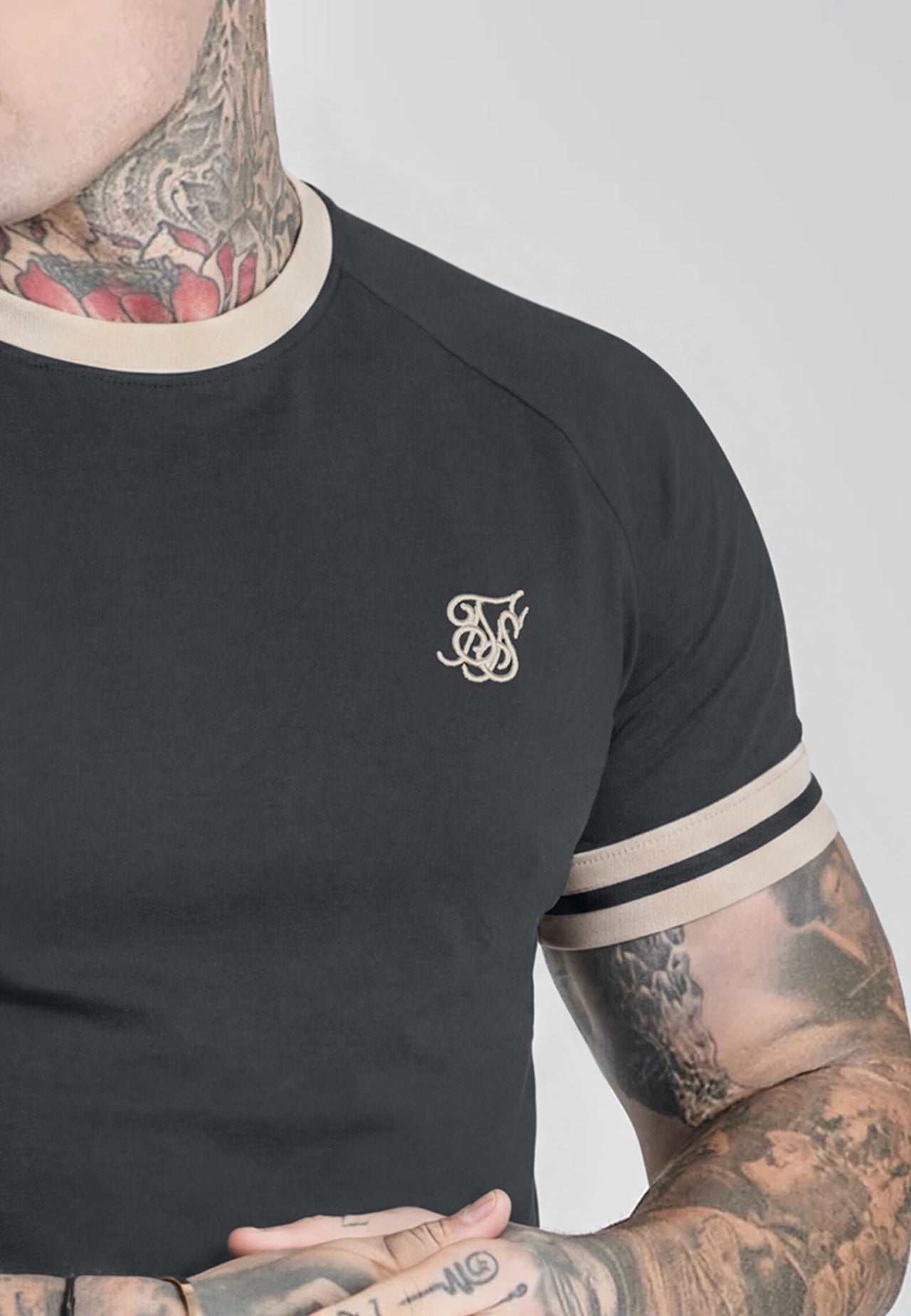 Black and Ecru Tournament T-Shirt (1)