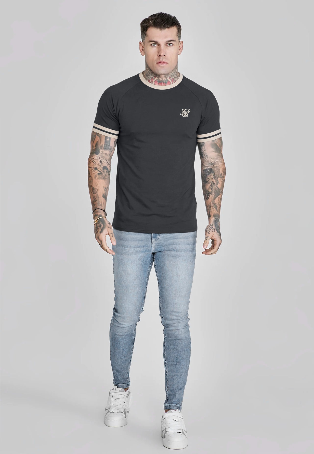 Black and Ecru Tournament T-Shirt (2)