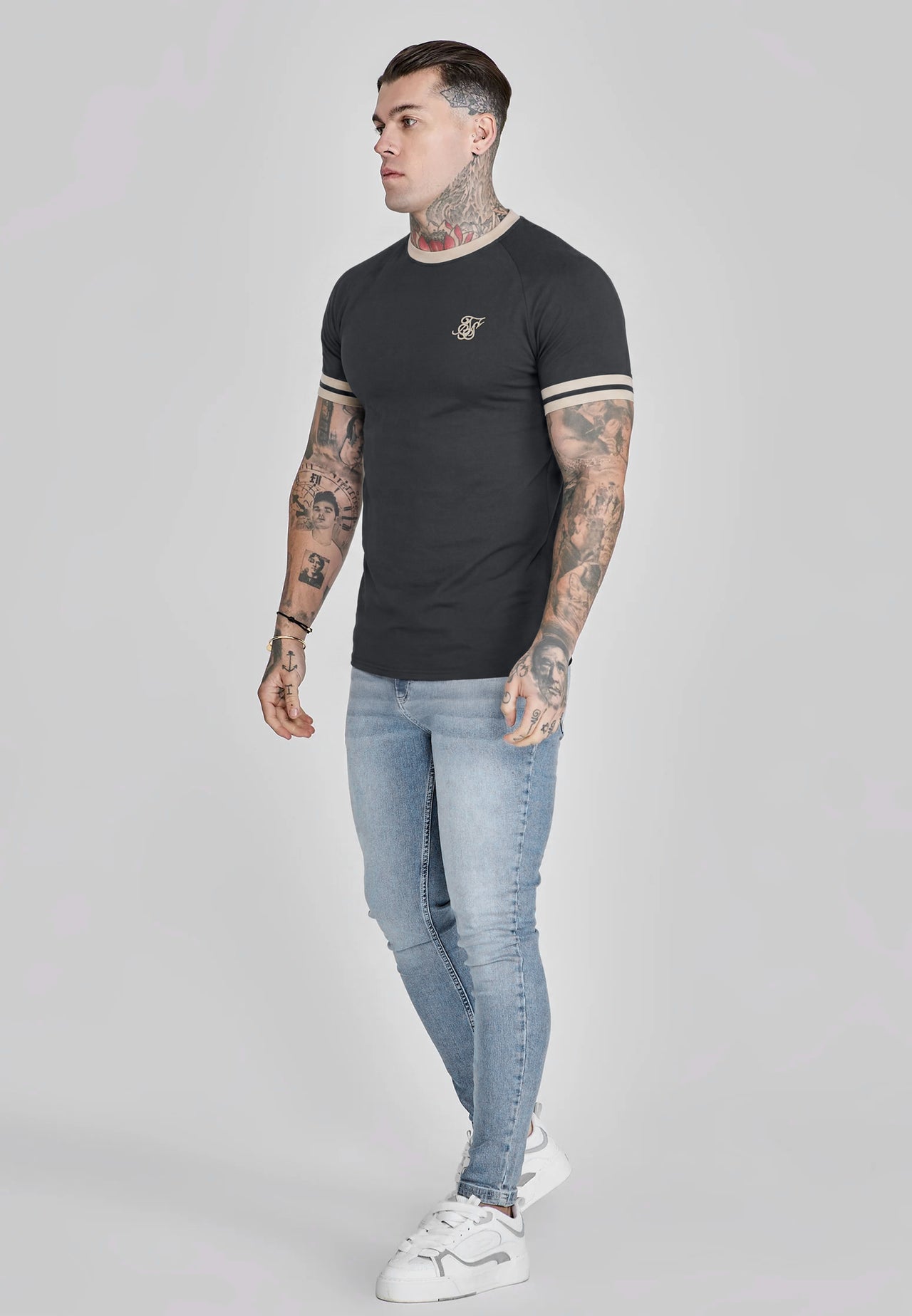 Black and Ecru Tournament T-Shirt (3)
