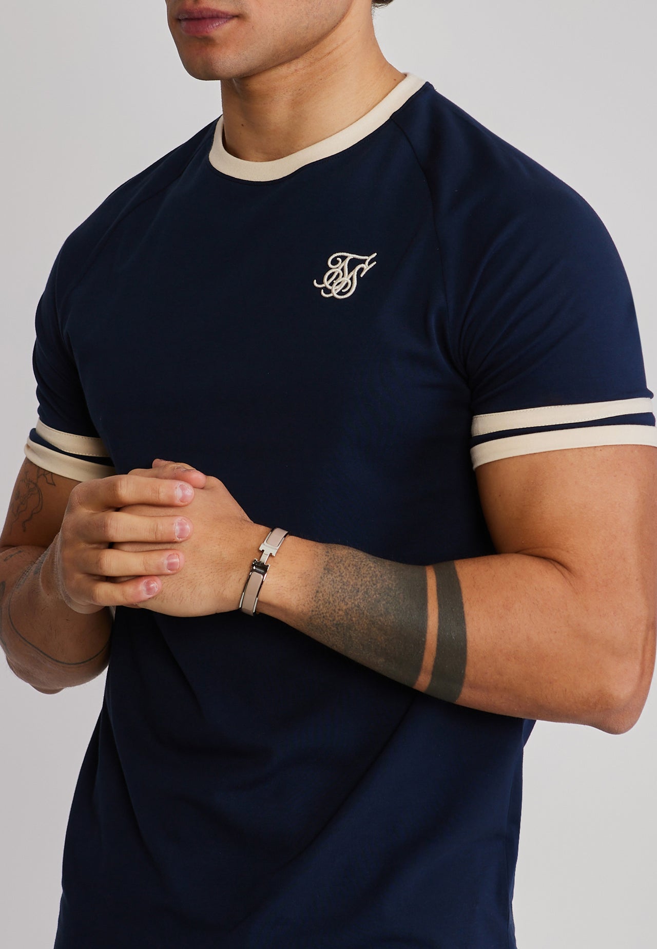 Navy and Ecru Tournament T-Shirt (1)