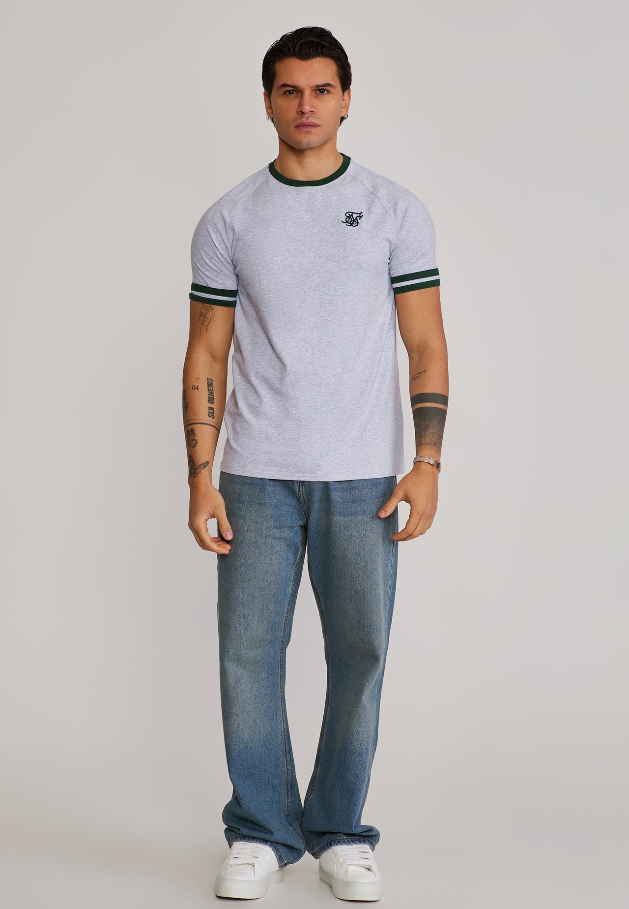 Grey Marl and Green Tournament T-Shirt (2)