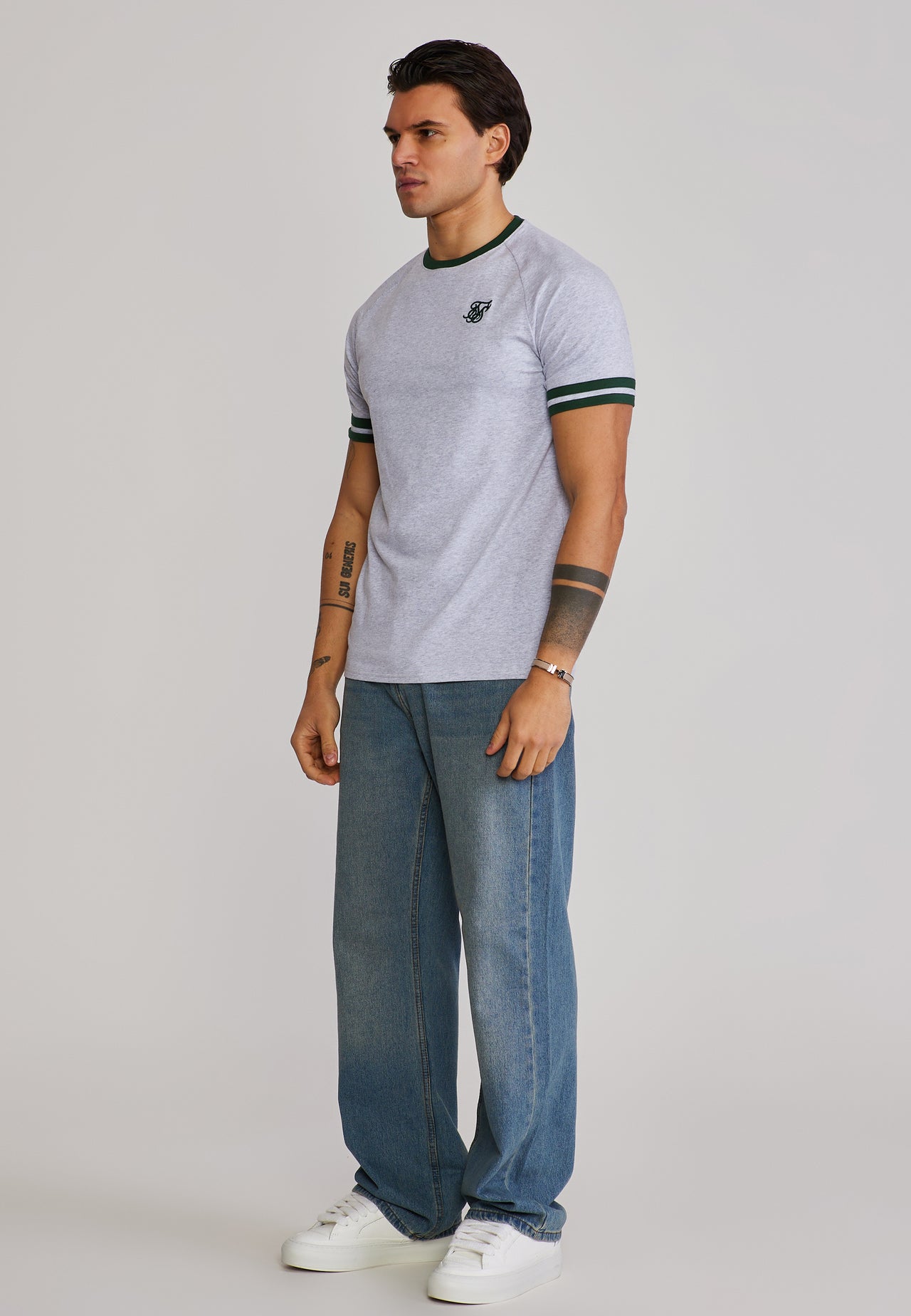 Grey Marl and Green Tournament T-Shirt (3)