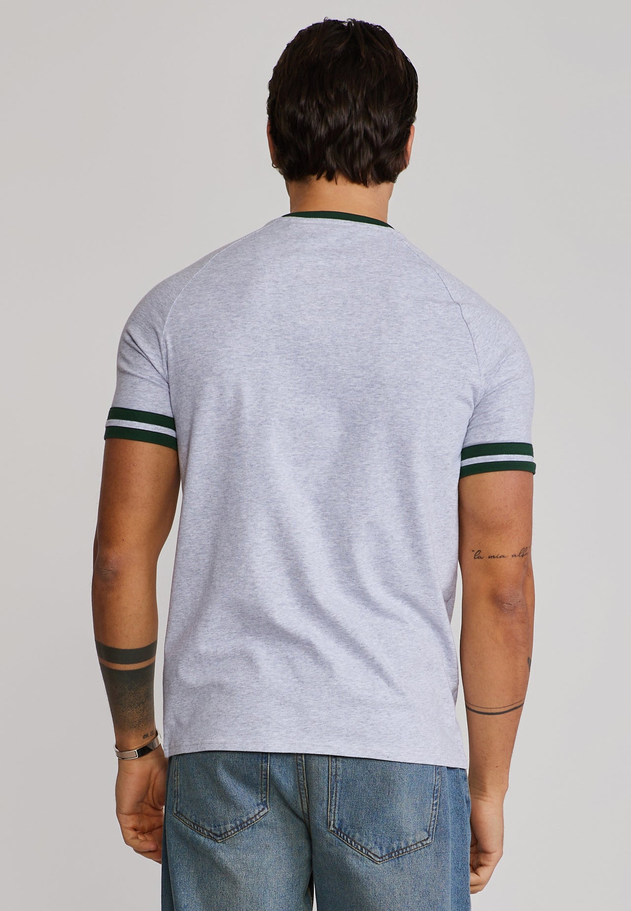 Grey Marl and Green Tournament T-Shirt (4)