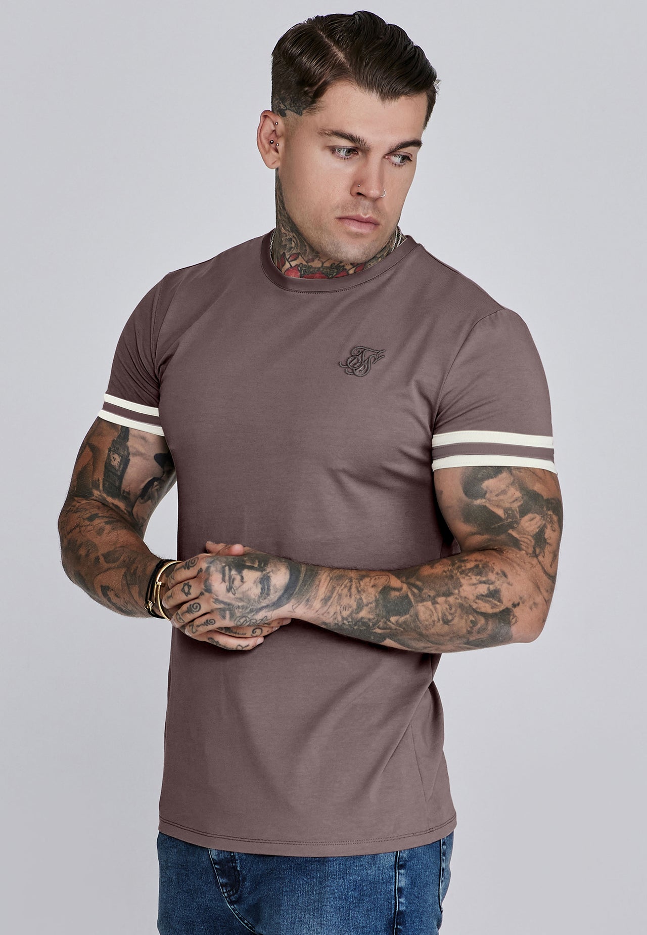 Brown and Ecru Tournament T-Shirt