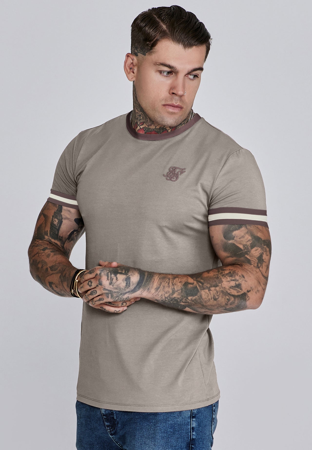 Beige and Ecru Tournament T-Shirt