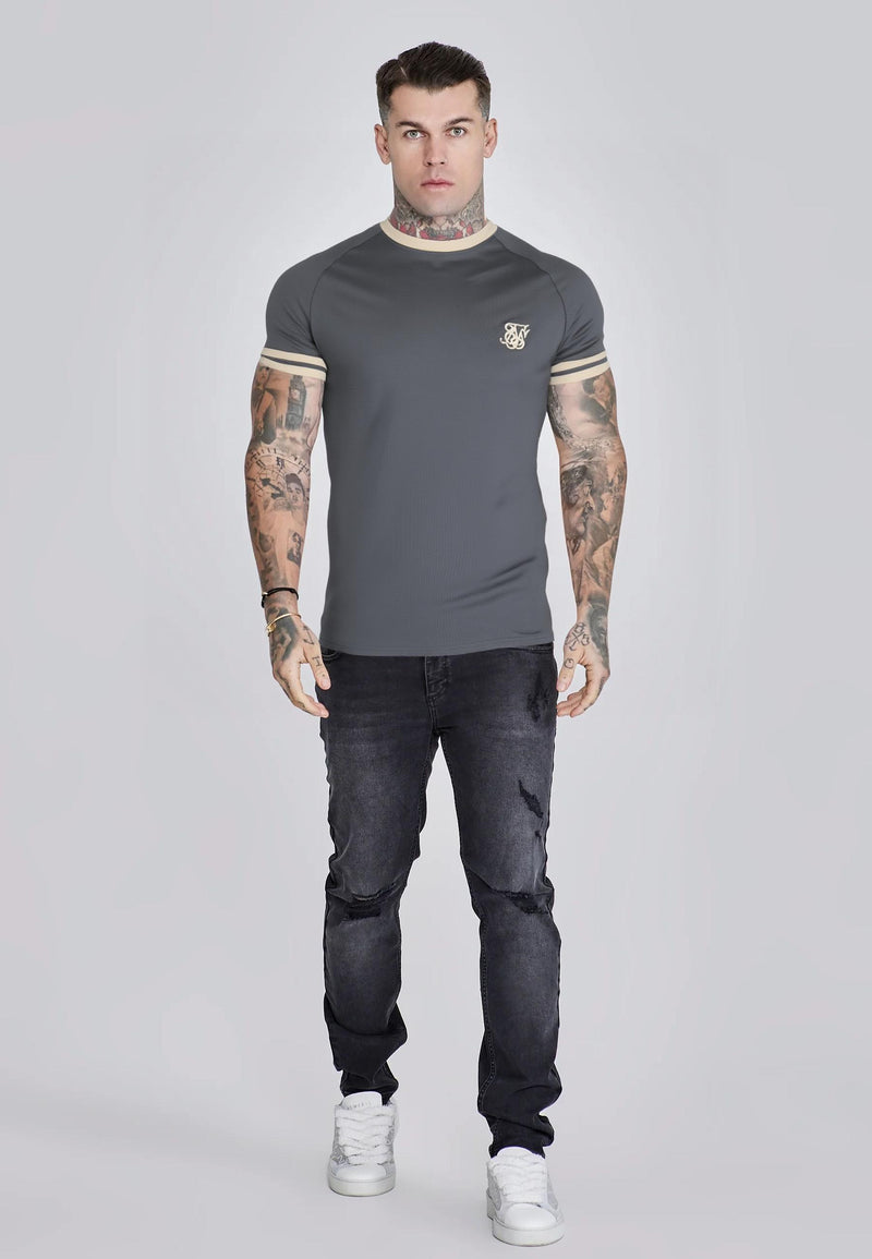 Grey and  Ecru Tournament T-Shirt (1)