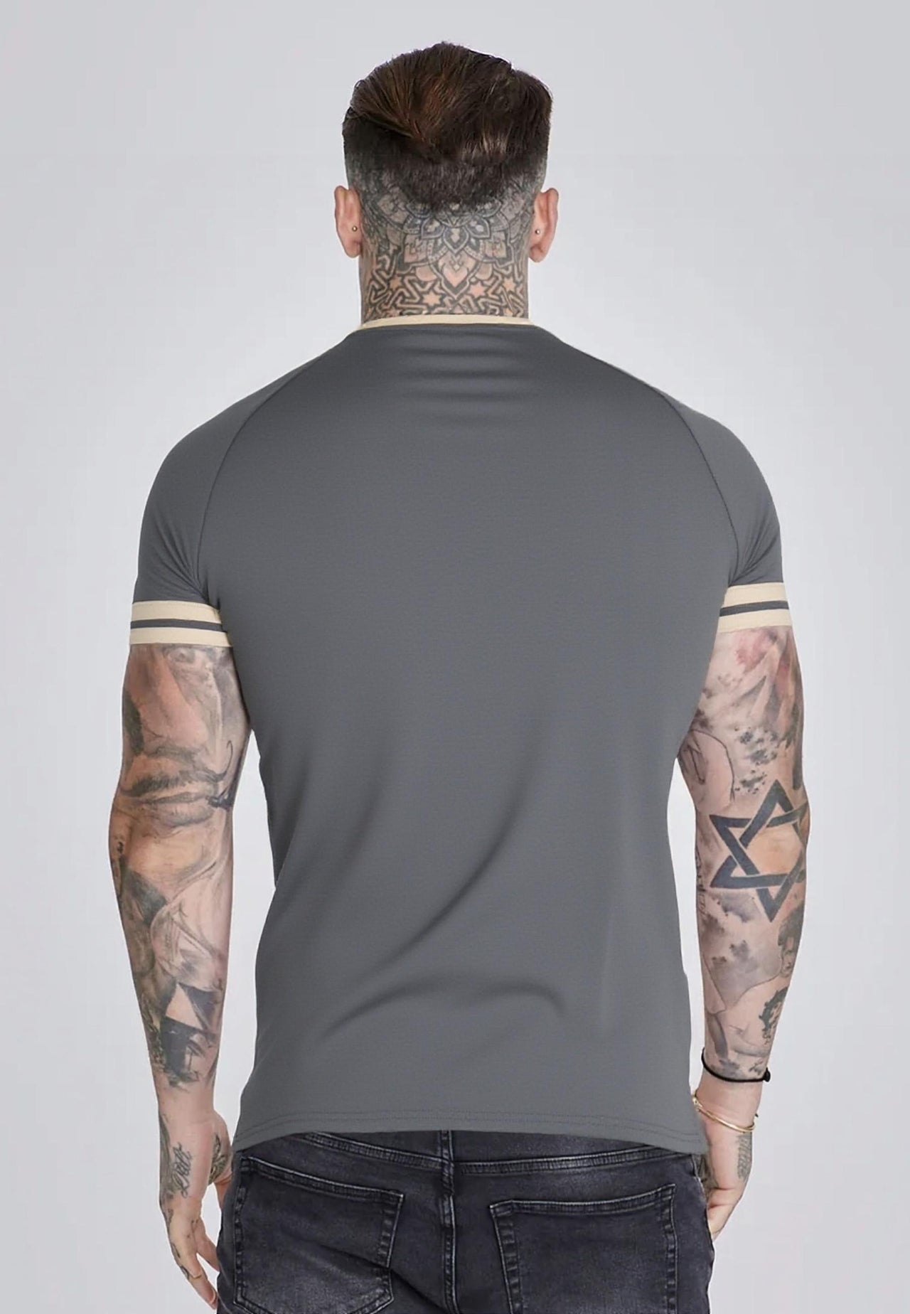 Grey and  Ecru Tournament T-Shirt (3)