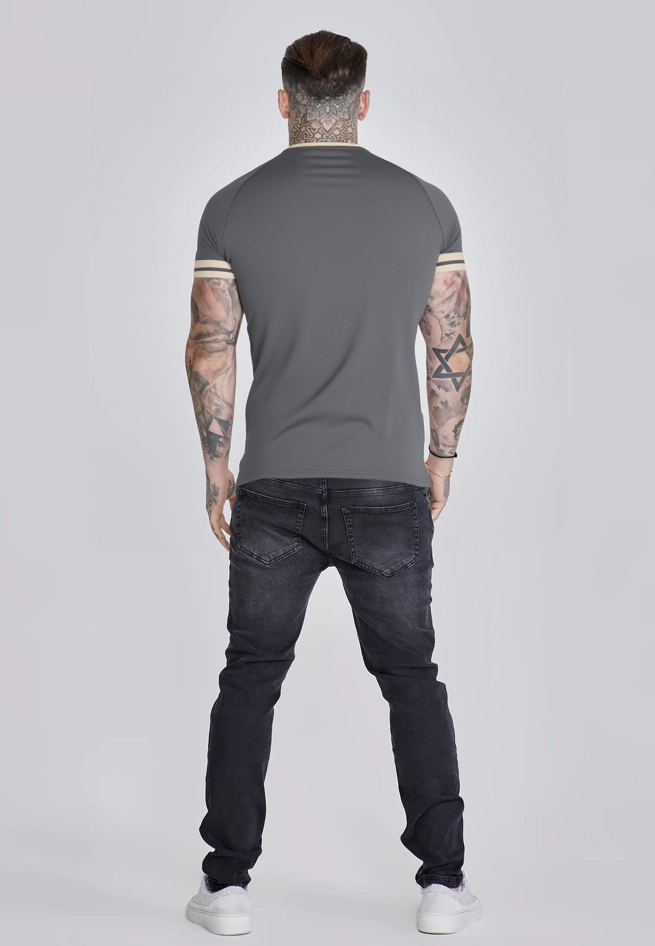 Grey and  Ecru Tournament T-Shirt (4)