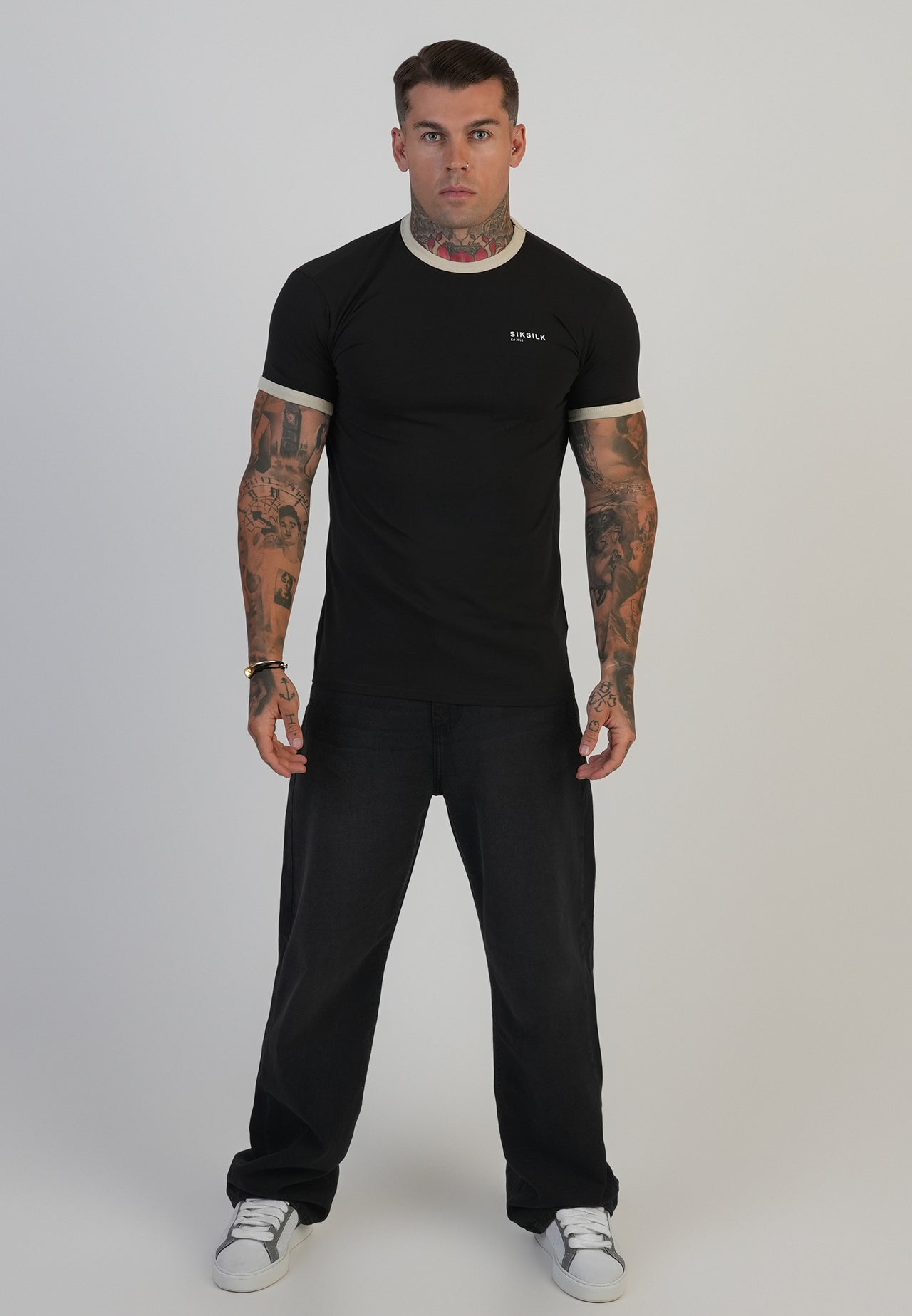 Black and Ecru Ringer T-Shirt (2)