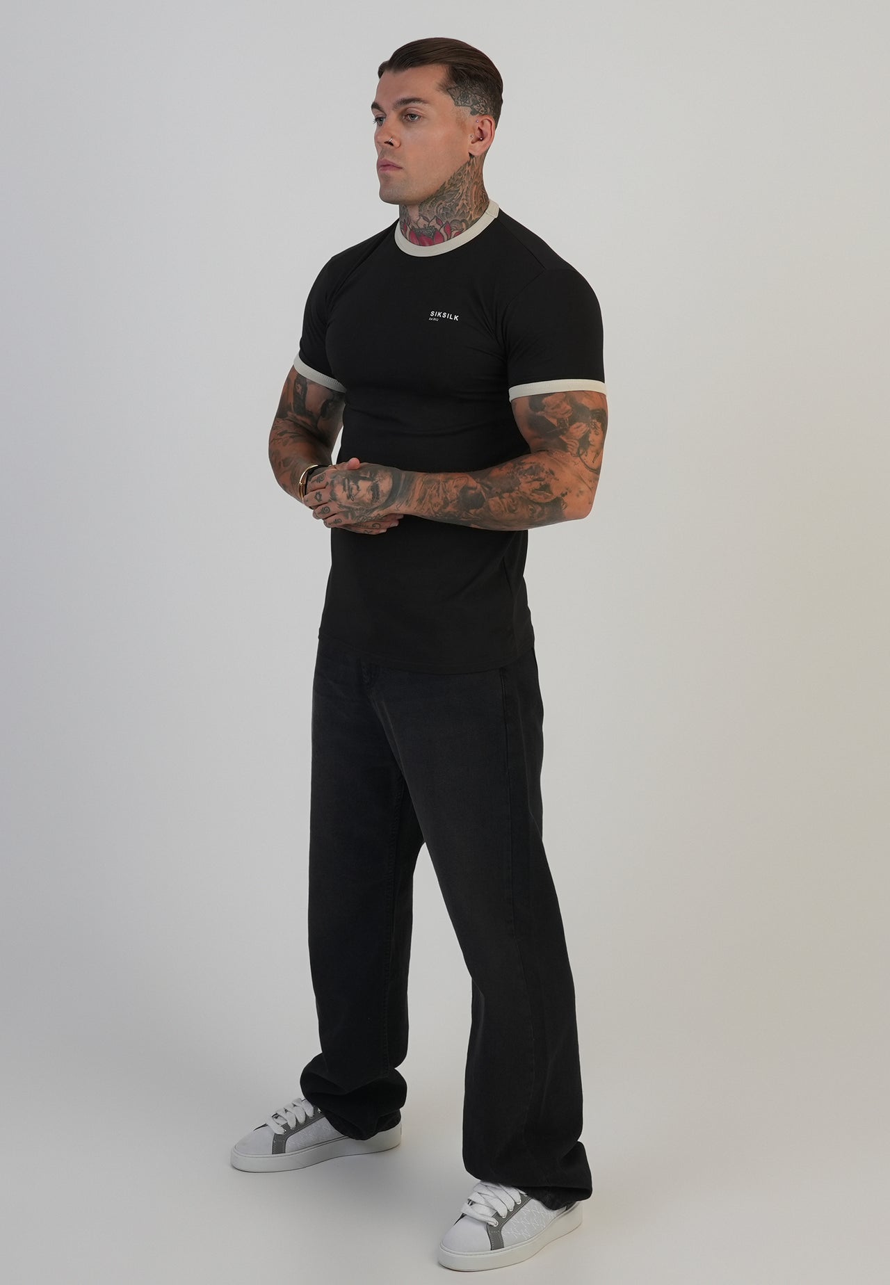 Black and Ecru Ringer T-Shirt (3)