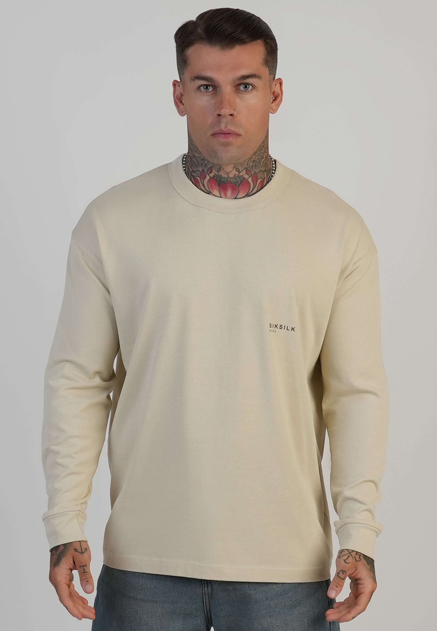 Ecru LS Logo T Shirt