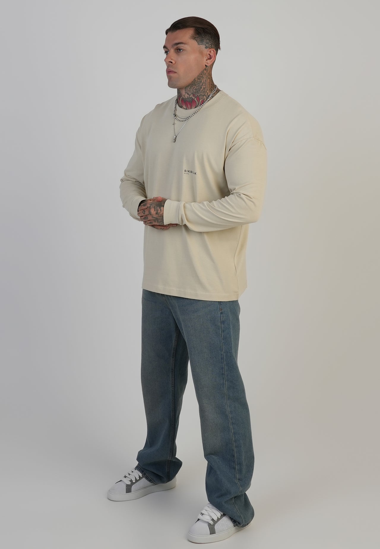 Ecru LS Logo T-Shirt (3)