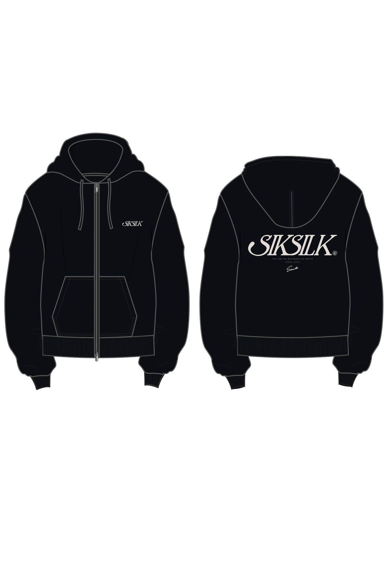 Black Graphic Full Zip Hoodie