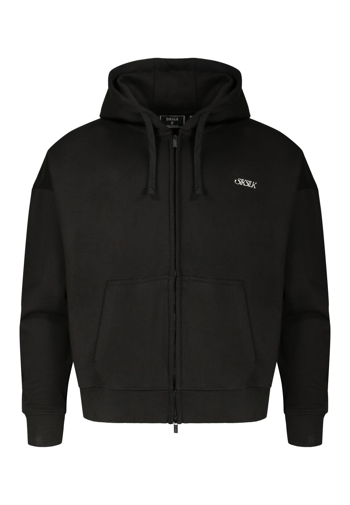 Black Graphic Full Zip Boxy Hoodie (5)