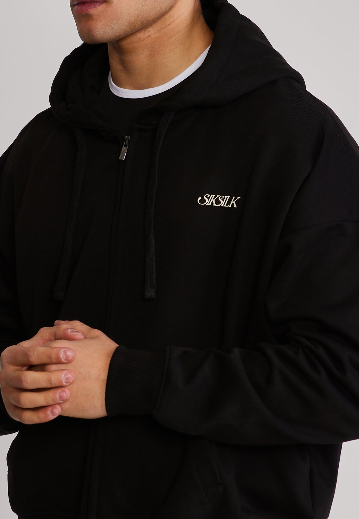 Black Graphic Full Zip Boxy Hoodie (1)