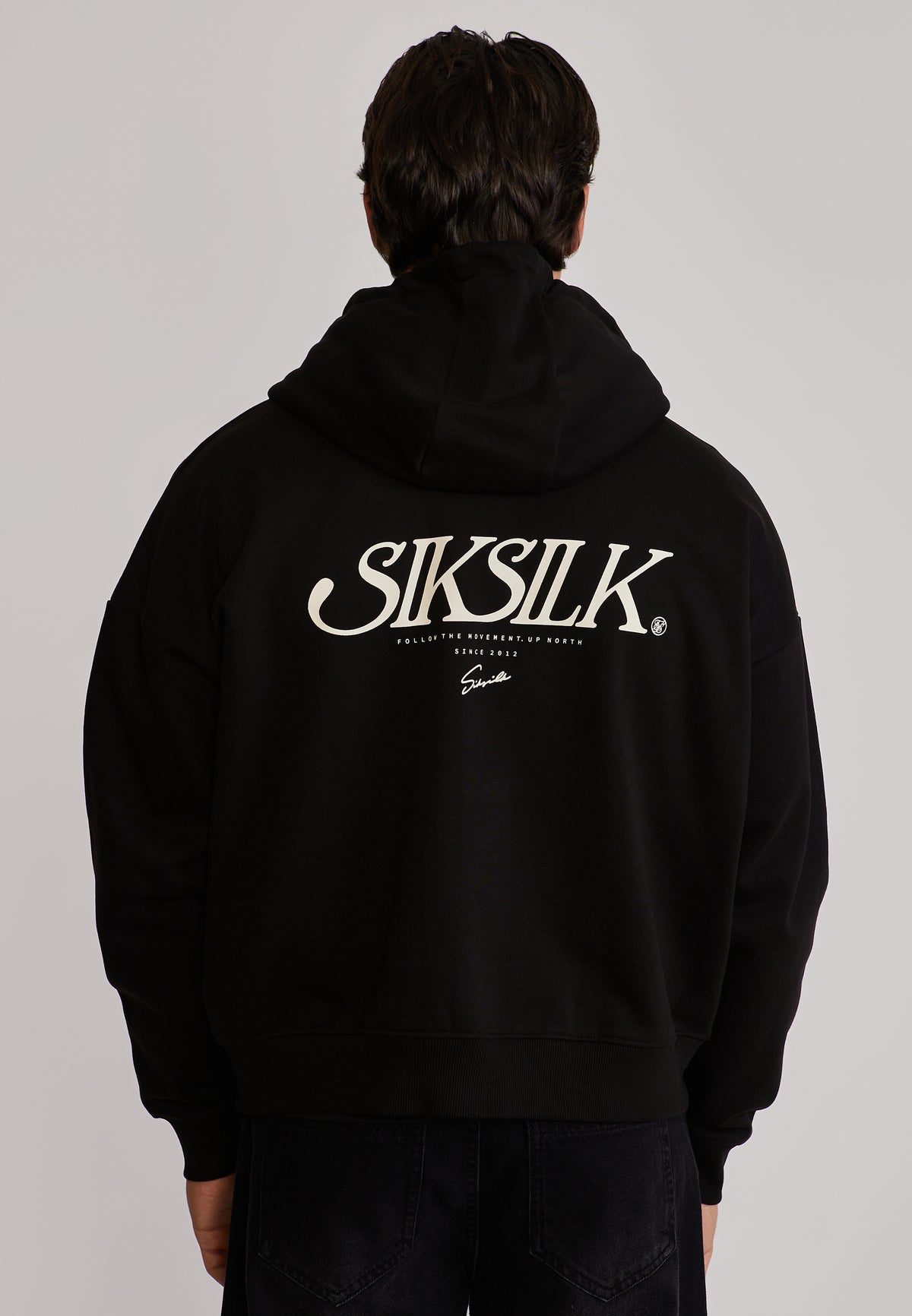 Black Graphic Full Zip Boxy Hoodie (4)