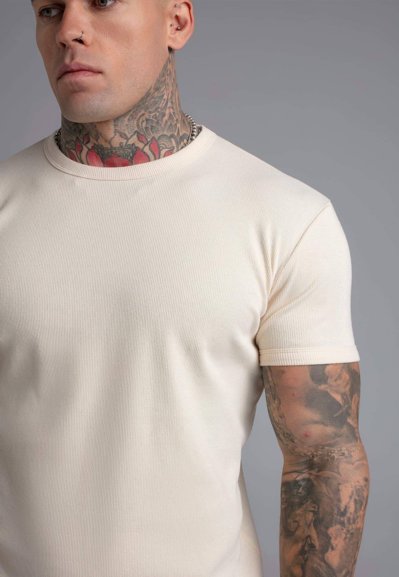 Ecru Muscle Fit T-Shirt (1)