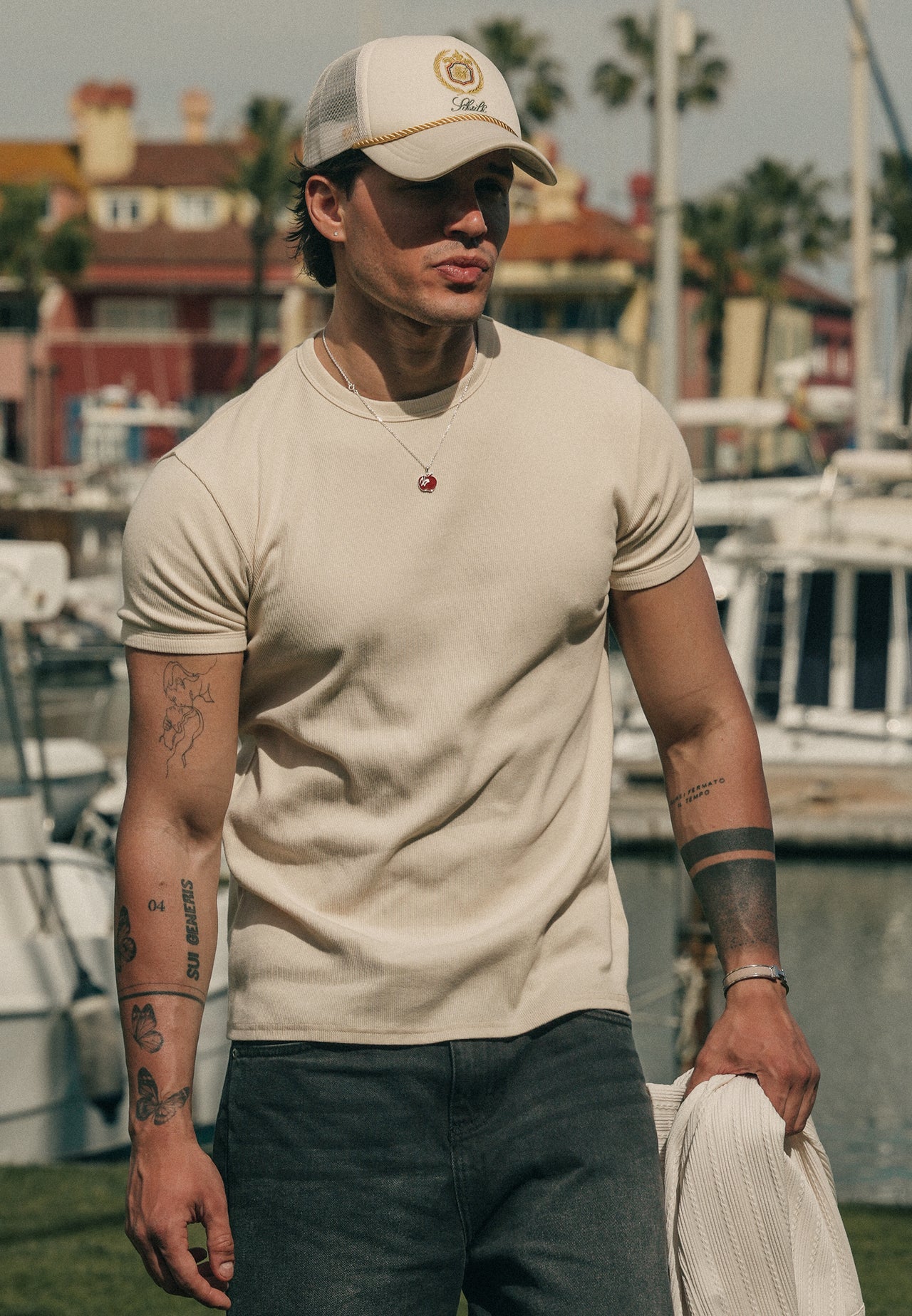 Ecru Muscle Fit T-Shirt
