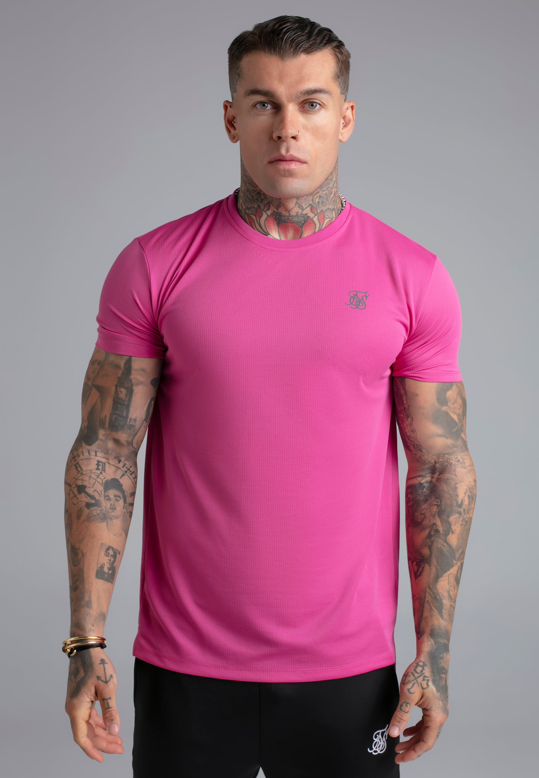 SikSilk Mens Pink Muscle Fit T-Shirt | SikSilk UK