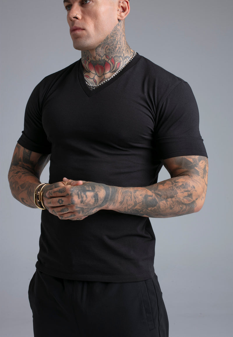 Black V-Neck T-Shirt (1)