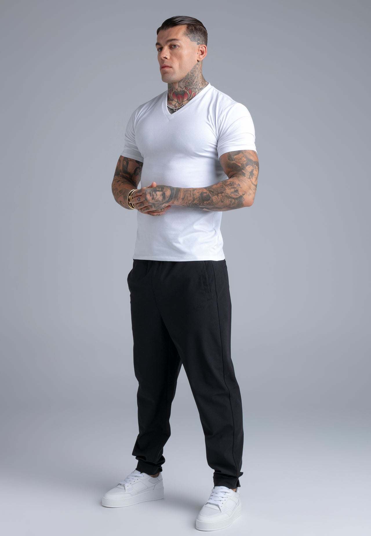 White V-Neck T-Shirt (3)