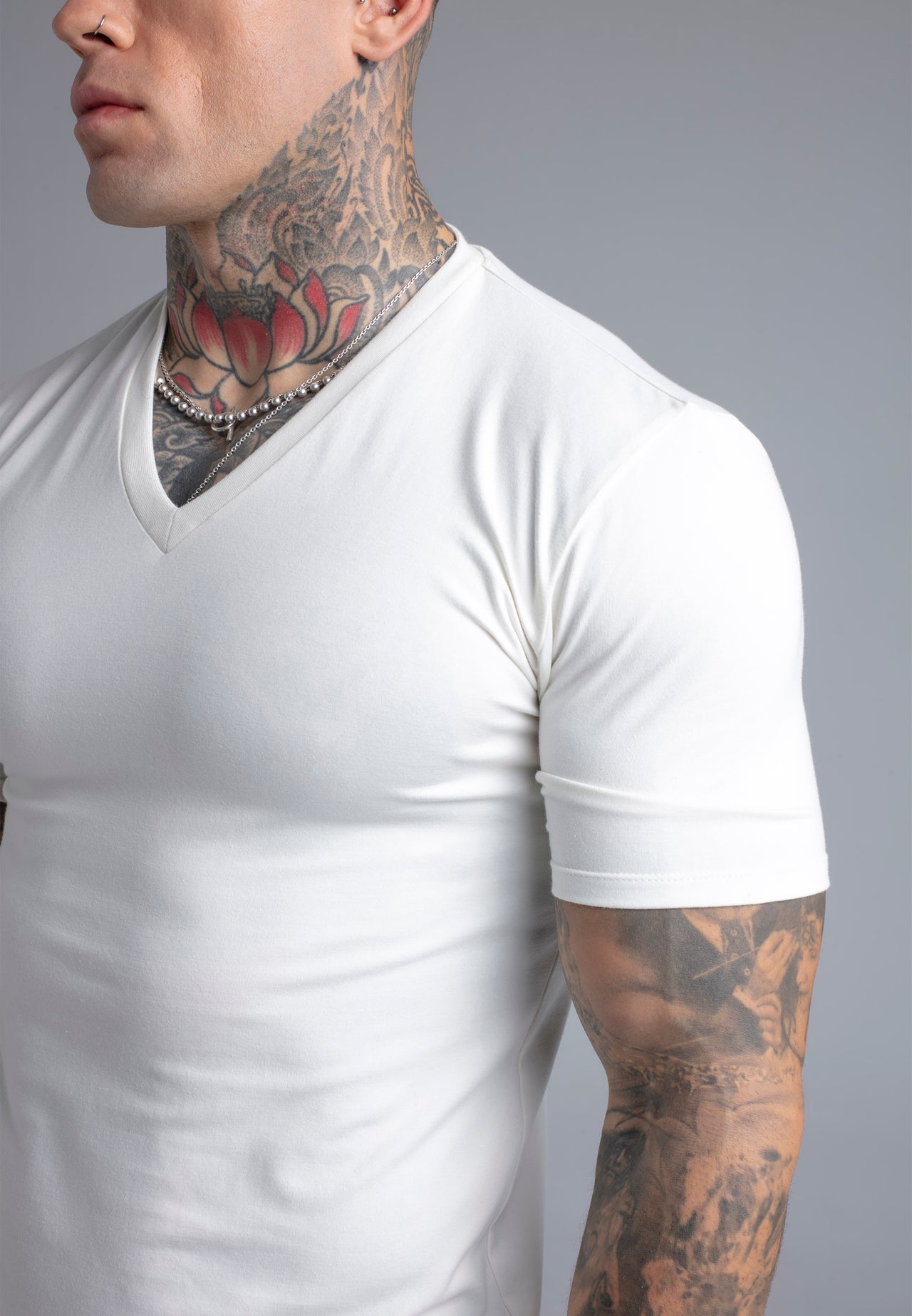 Ecru V-Neck T-Shirt (1)