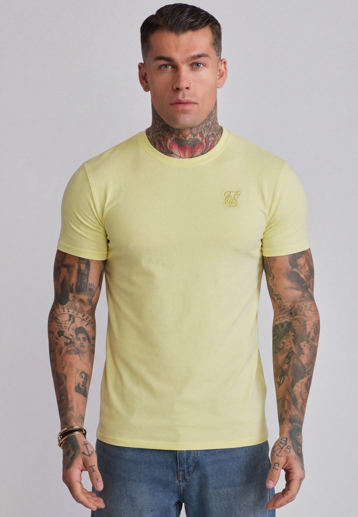 SikSilk Mens Yellow Essentials T-Shirt | SikSilk UK