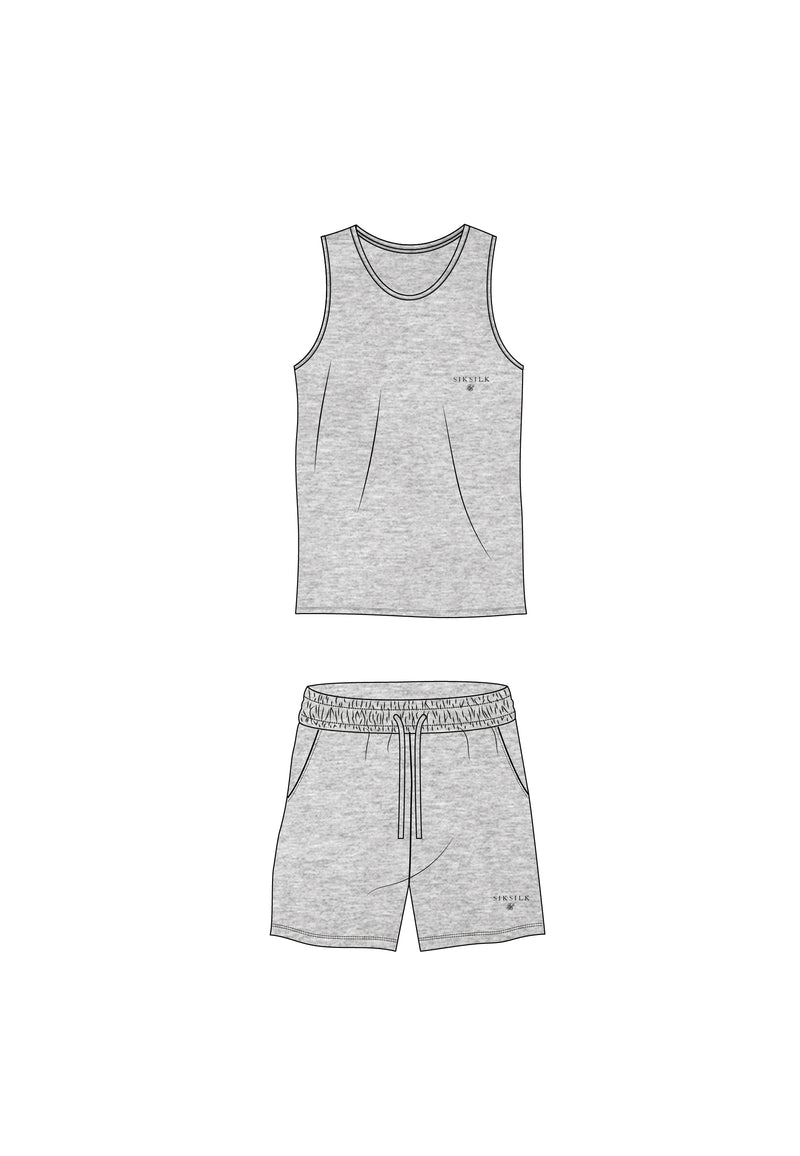 Grey Marl Vest and Shorts Set